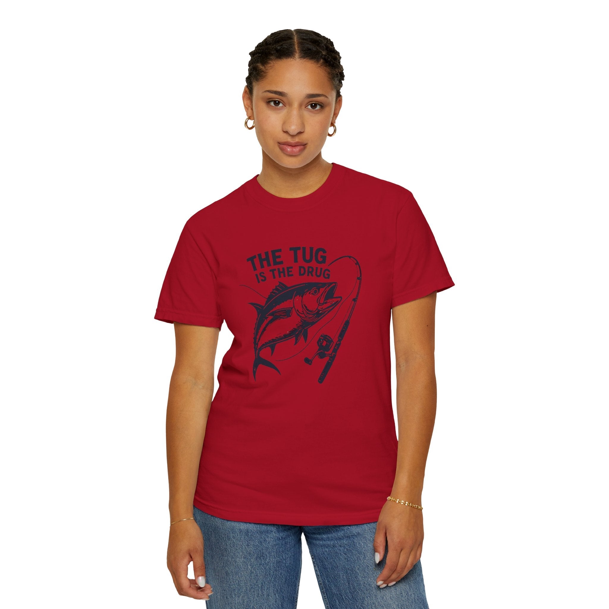 Fishing T-Shirt: "The Tug is The Drug™" - Garment - Dyed Unisex Tee for Anglers - Get Tight Gear