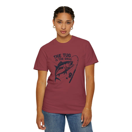 Fishing T-Shirt: "The Tug is The Drug™" - Garment - Dyed Unisex Tee for Anglers - Get Tight Gear