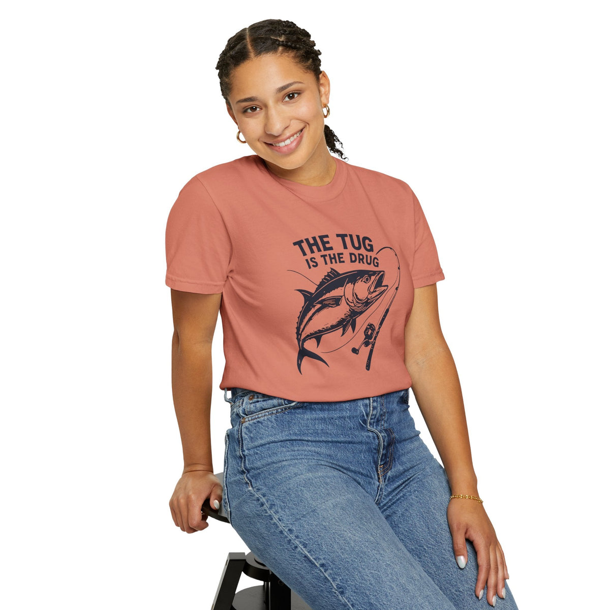 Fishing T-Shirt: "The Tug is The Drug™" - Garment - Dyed Unisex Tee for Anglers - Get Tight Gear