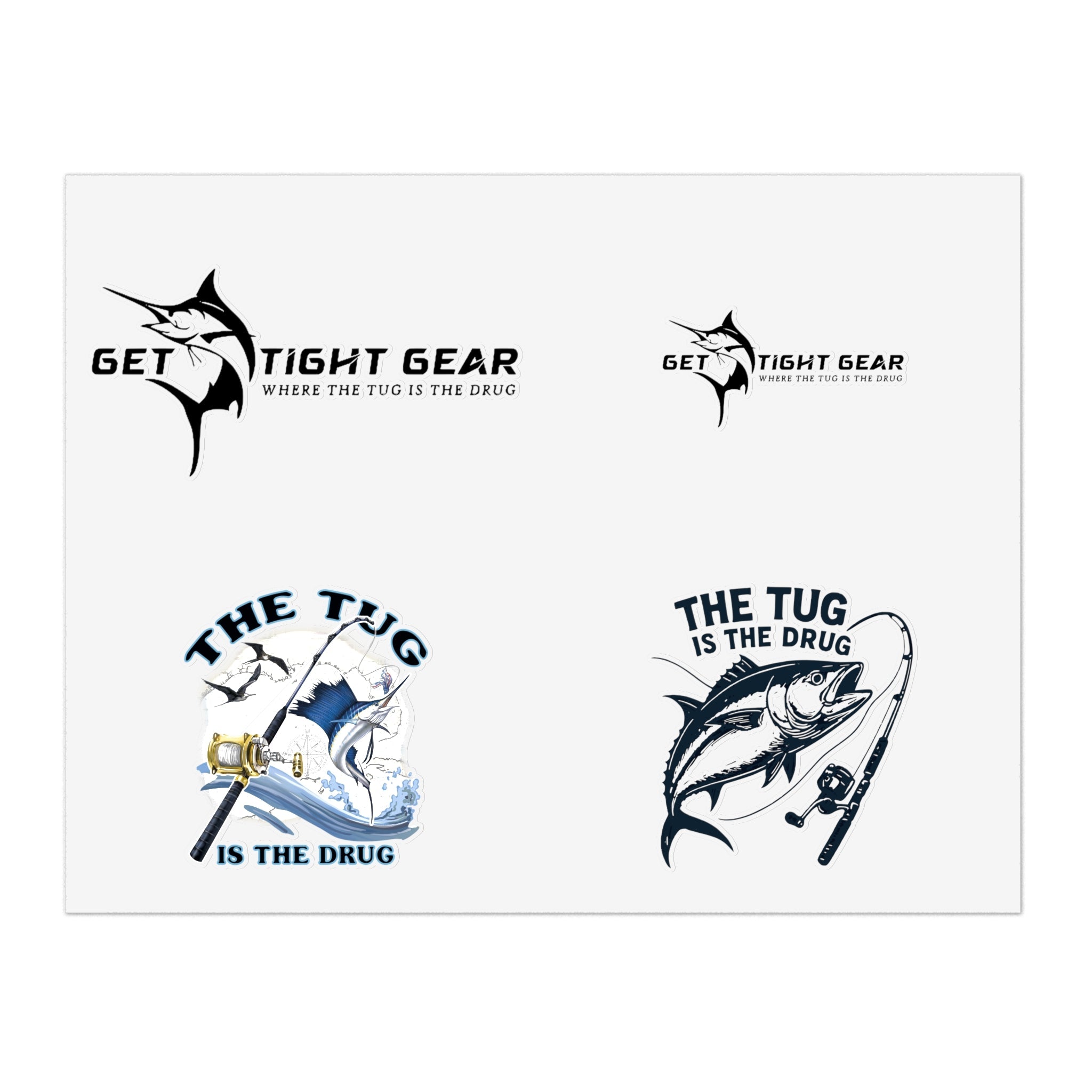 Fishing Themed Sticker Sheets, Outdoor Decor, Gift for Anglers, Ocean Enthusiast, Cool Fishing Art, Waterproof Stickers - Get Tight Gear