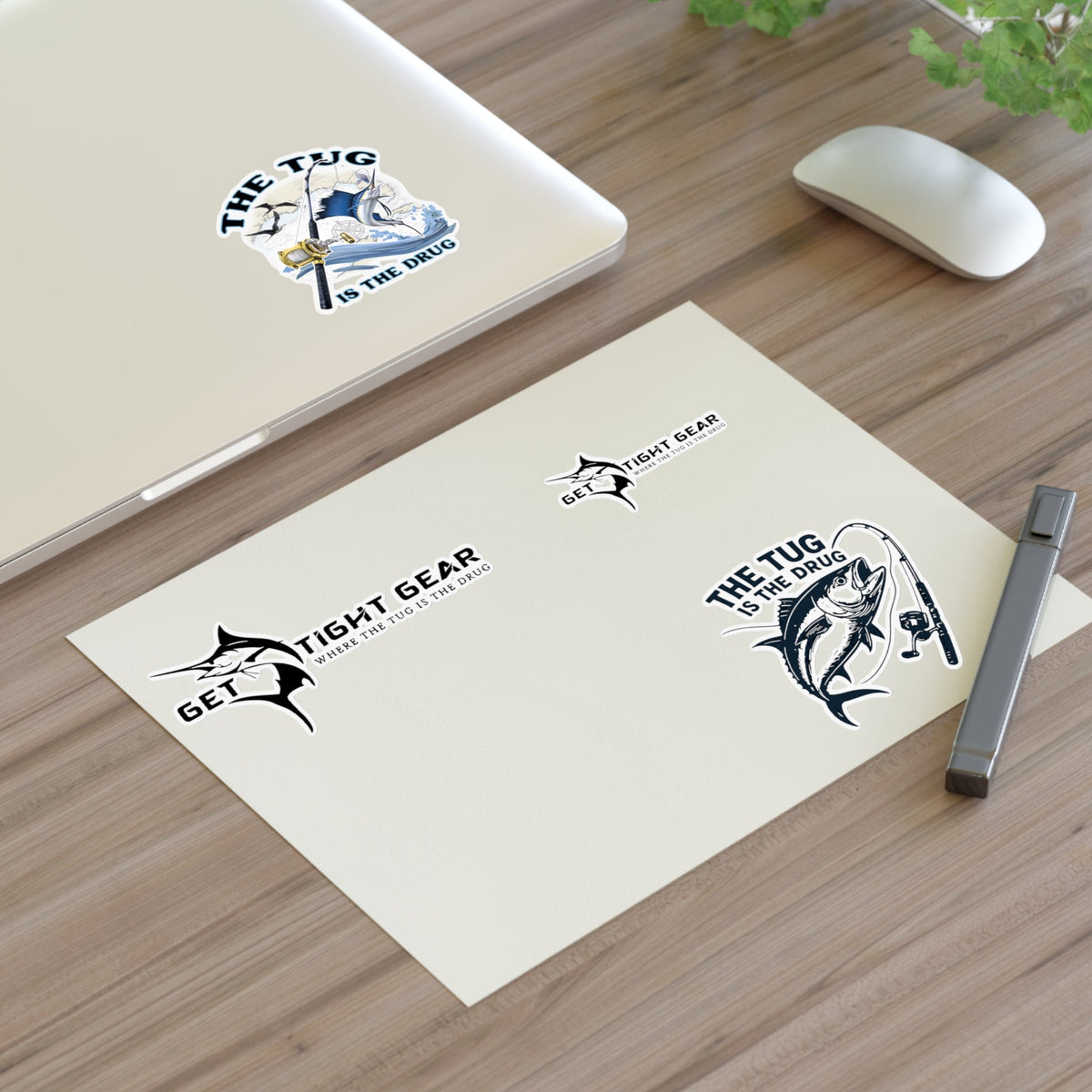 Fishing Themed Sticker Sheets, Outdoor Decor, Gift for Anglers, Ocean Enthusiast, Cool Fishing Art, Waterproof Stickers - Get Tight Gear