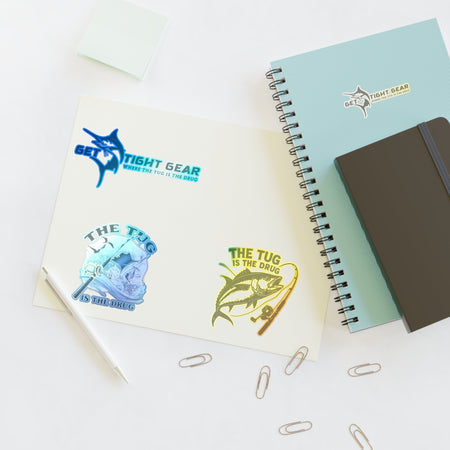 Fishing Themed Sticker Sheets, Outdoor Decor, Gift for Anglers, Ocean Enthusiast, Cool Fishing Art, Waterproof Stickers - Get Tight Gear
