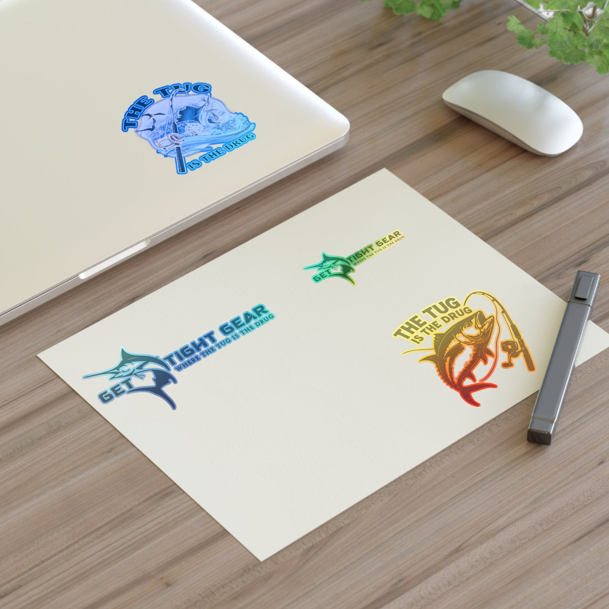 Fishing Themed Sticker Sheets, Outdoor Decor, Gift for Anglers, Ocean Enthusiast, Cool Fishing Art, Waterproof Stickers - Get Tight Gear