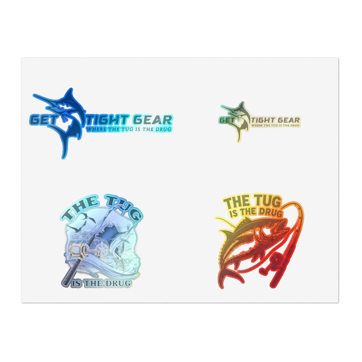 Fishing Themed Sticker Sheets, Outdoor Decor, Gift for Anglers, Ocean Enthusiast, Cool Fishing Art, Waterproof Stickers - Get Tight Gear
