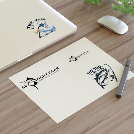 Fishing Themed Sticker Sheets, Outdoor Decor, Gift for Anglers, Ocean Enthusiast, Cool Fishing Art, Waterproof Stickers - Get Tight Gear