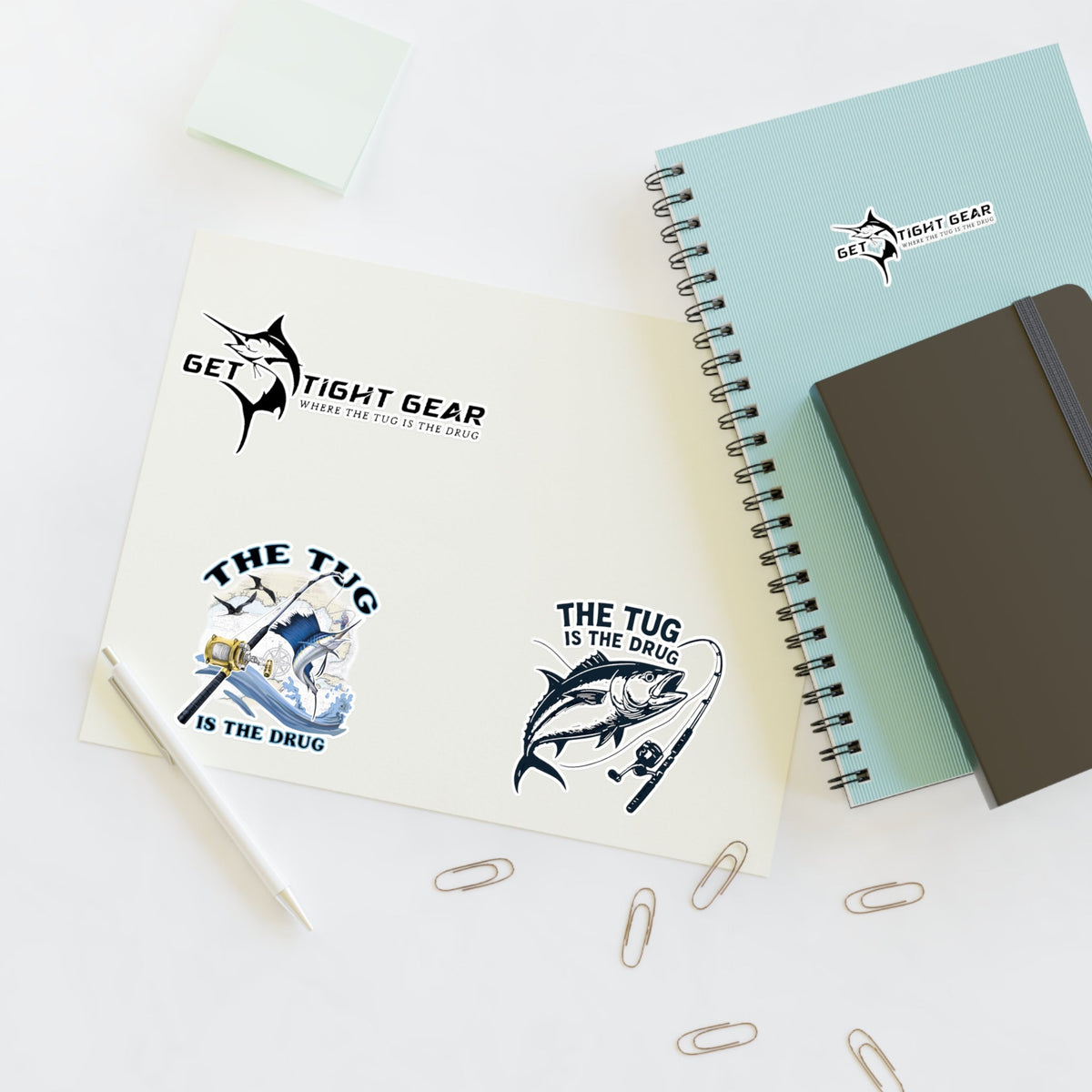 Fishing Themed Sticker Sheets, Outdoor Decor, Gift for Anglers, Ocean Enthusiast, Cool Fishing Art, Waterproof Stickers - Get Tight Gear