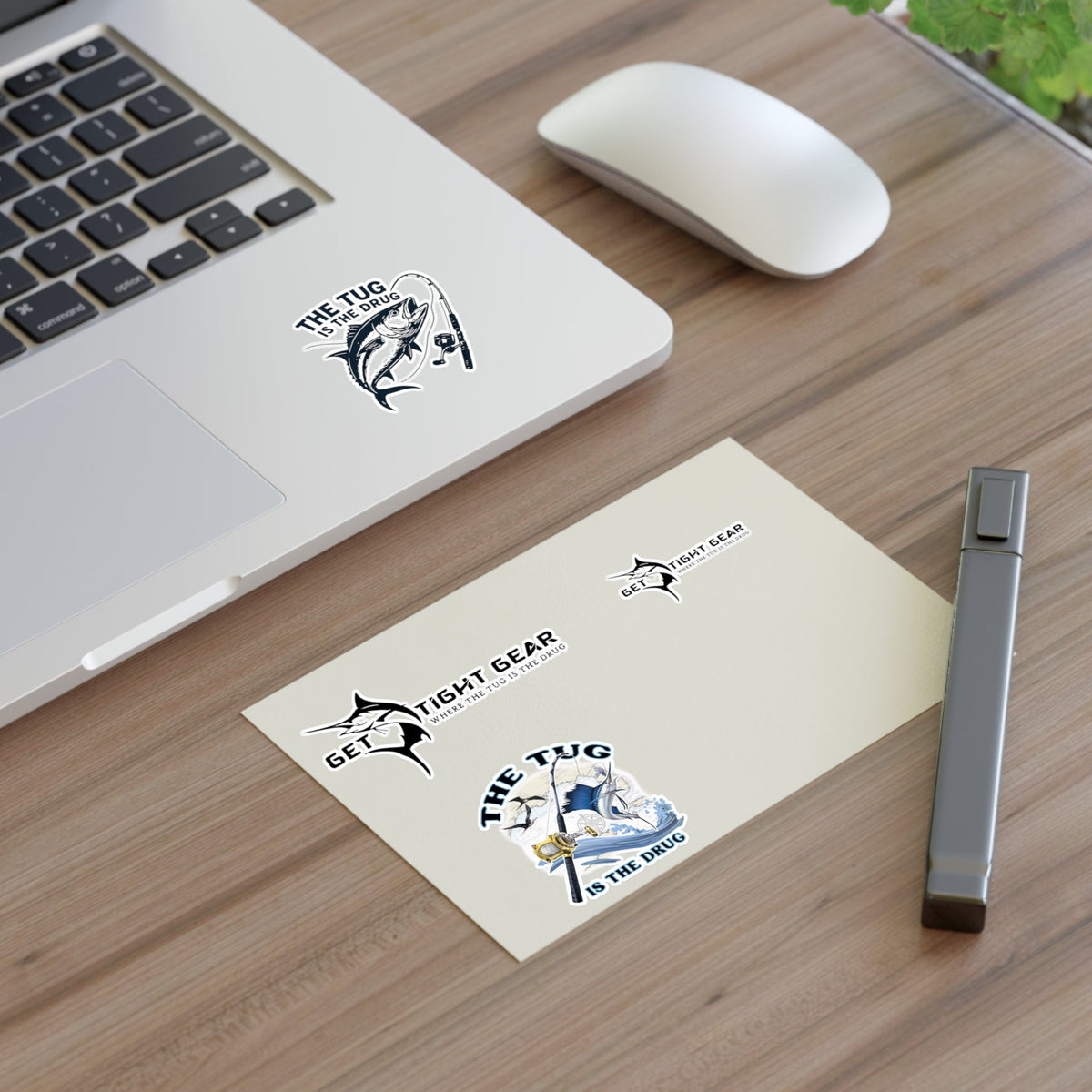 Fishing Themed Sticker Sheets, Outdoor Decor, Gift for Anglers, Ocean Enthusiast, Cool Fishing Art, Waterproof Stickers - Get Tight Gear