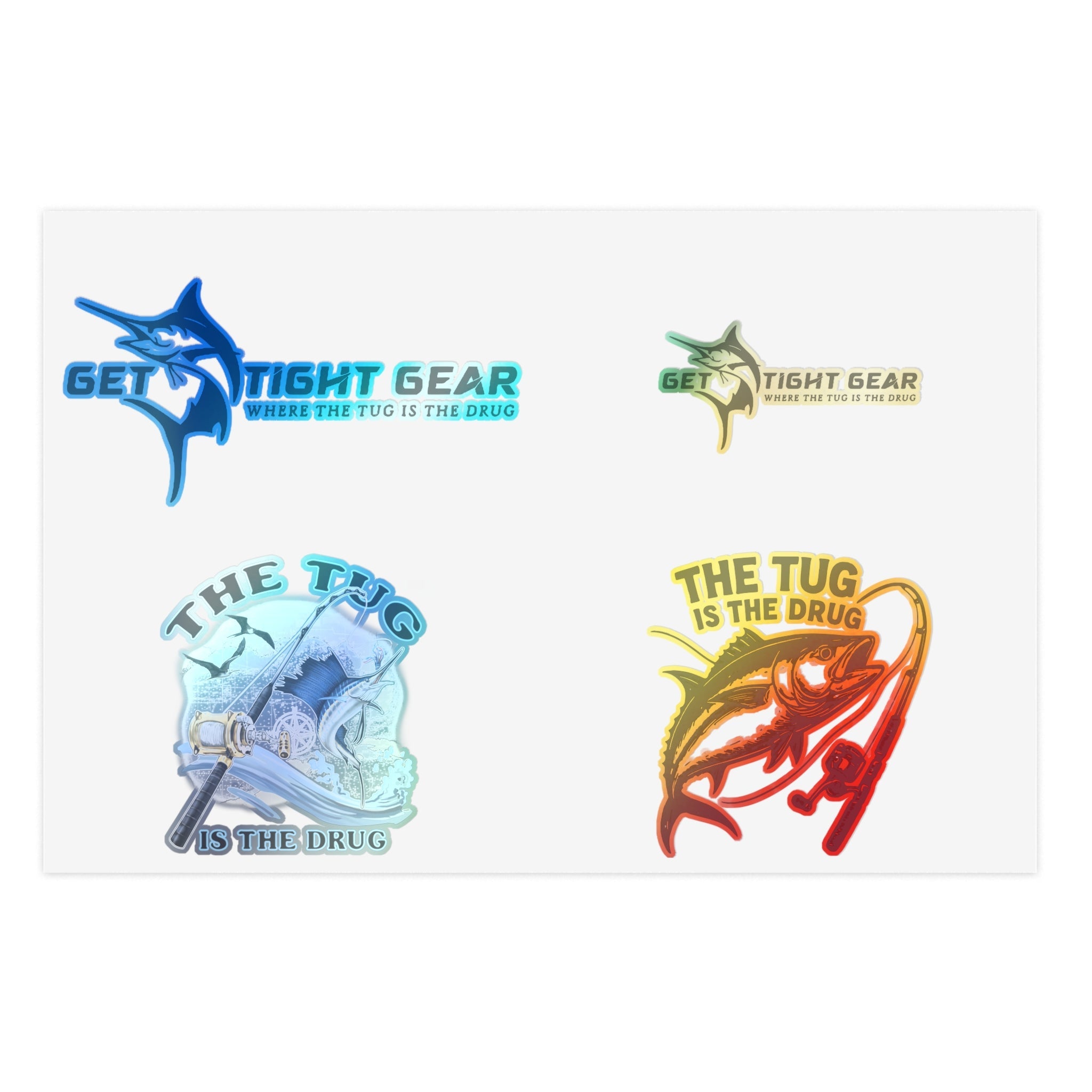 Fishing Themed Sticker Sheets, Outdoor Decor, Gift for Anglers, Ocean Enthusiast, Cool Fishing Art, Waterproof Stickers - Get Tight Gear