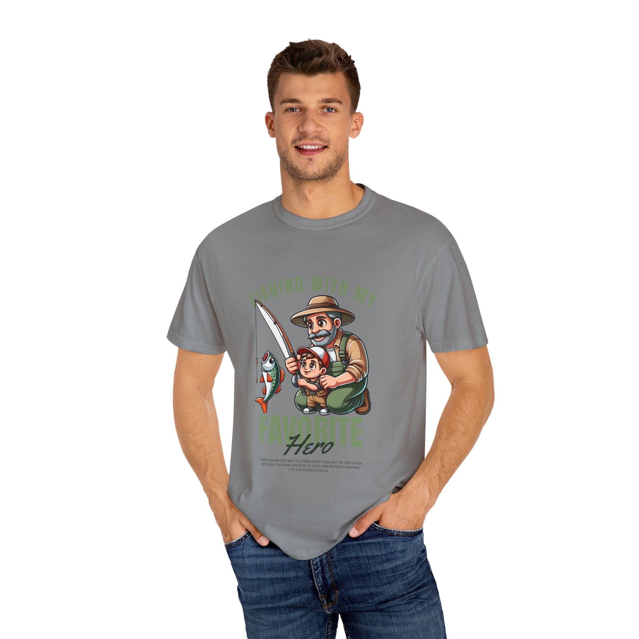 Fishing with My Favorite Hero T-Shirt, Unisex Gift, Outdoor Fishing Apparel, Father's Day Tee, Hobby Lover Shirt, Fisherman Gift - Get Tight Gear