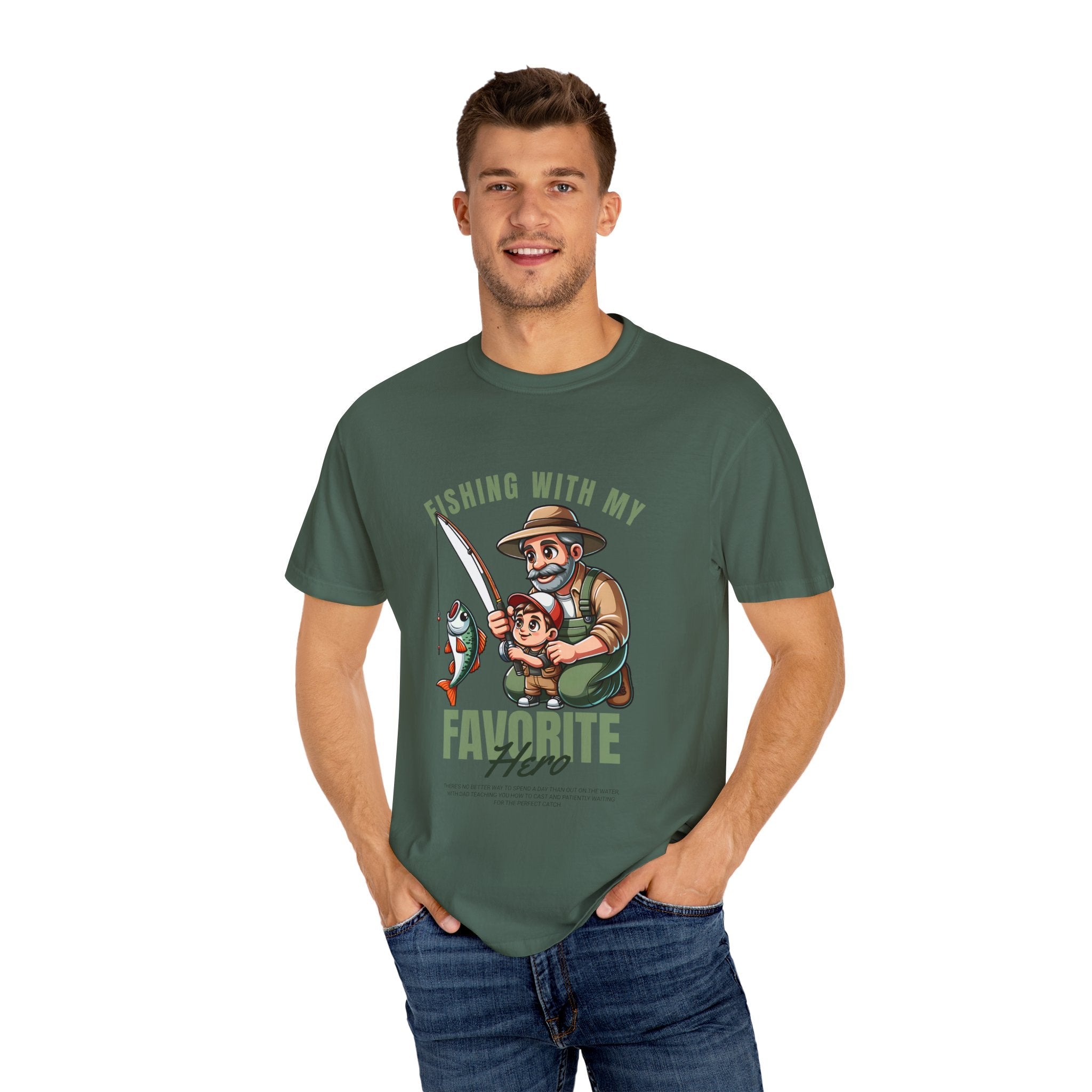 Fishing with My Favorite Hero T-Shirt, Unisex Gift, Outdoor Fishing Apparel, Father's Day Tee, Hobby Lover Shirt, Fisherman Gift - Get Tight Gear