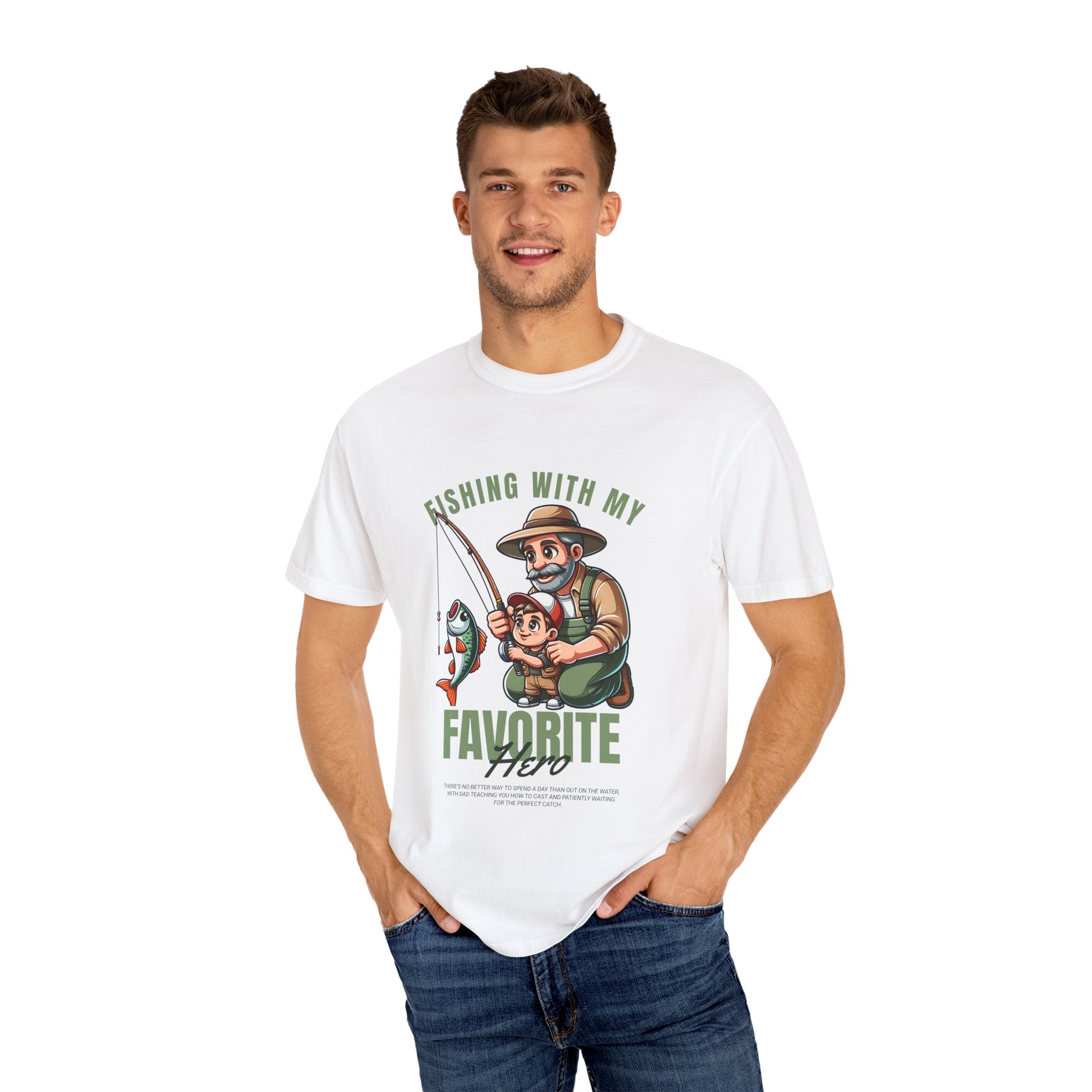 Fishing with My Favorite Hero T-Shirt, Unisex Gift, Outdoor Fishing Apparel, Father's Day Tee, Hobby Lover Shirt, Fisherman Gift - Get Tight Gear