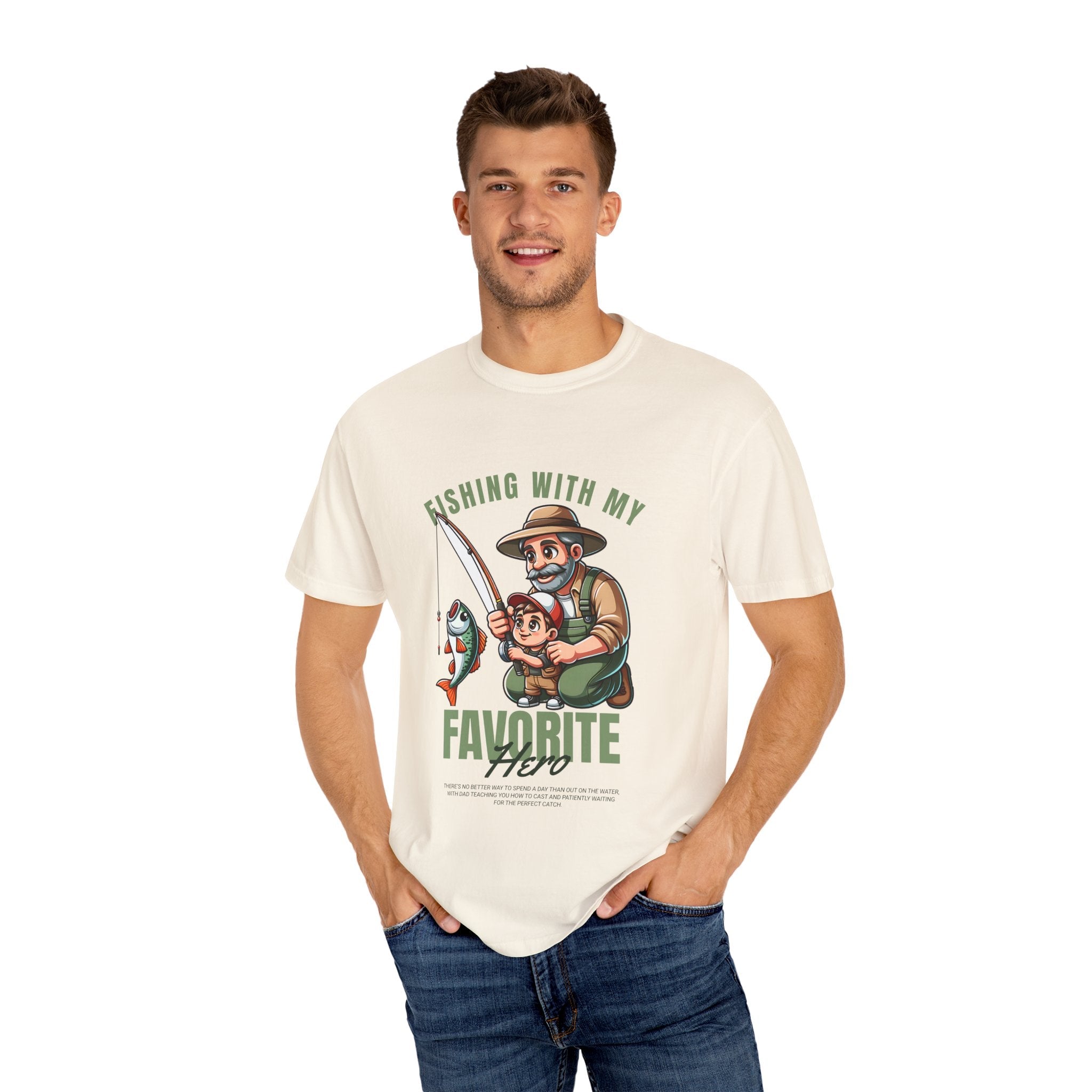 Fishing with My Favorite Hero T-Shirt, Unisex Gift, Outdoor Fishing Apparel, Father's Day Tee, Hobby Lover Shirt, Fisherman Gift - Get Tight Gear