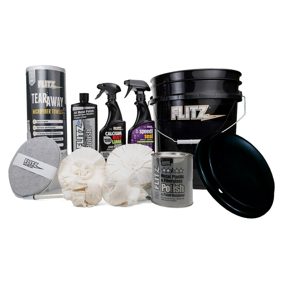 Flitz 5 - Gallon Black Bucket Detailers Kit - Get Tight Gear