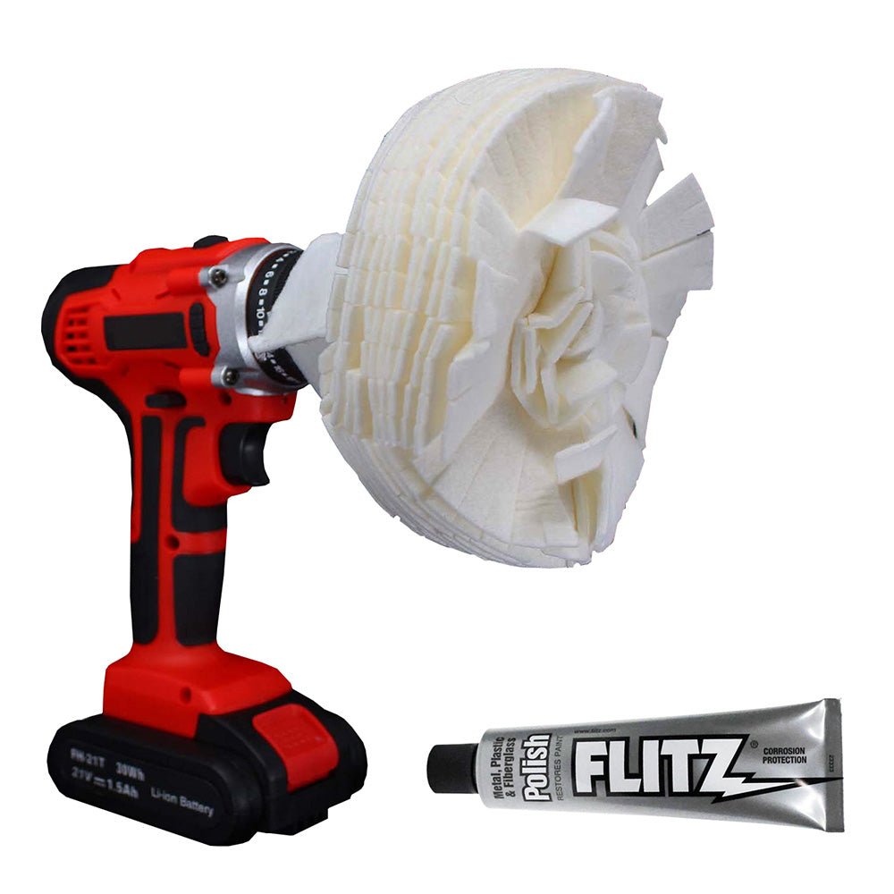 Flitz Buff Ball - Extra Large 7" - White w/1.76oz Tube Flitz Polish - Get Tight Gear