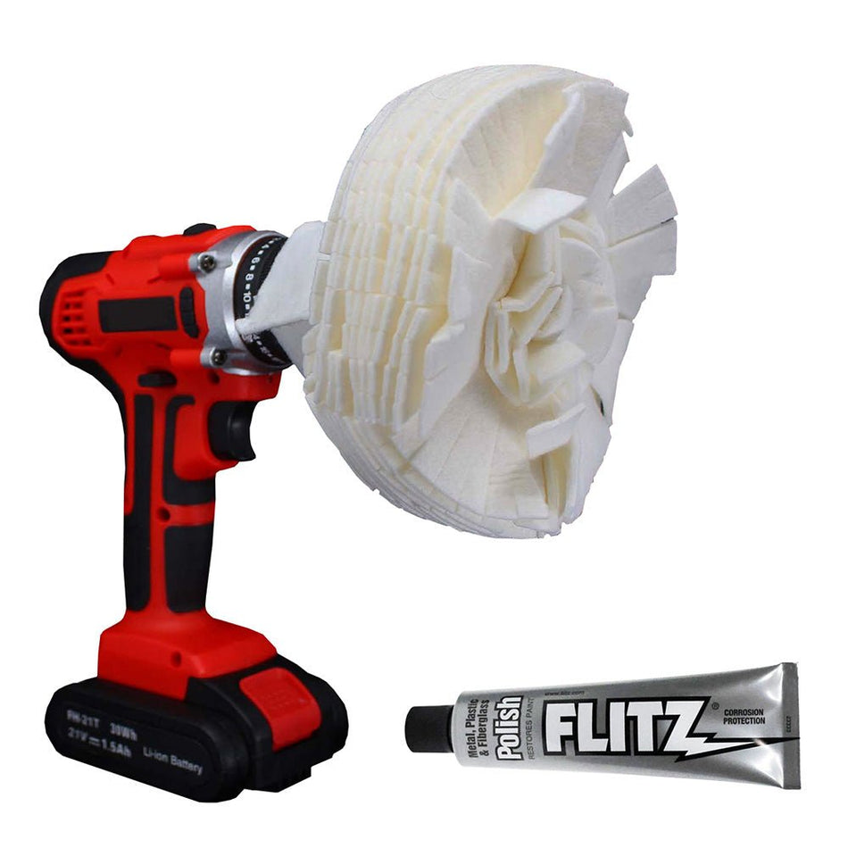 Flitz Buff Ball - Extra Large 7" - White w/1.76oz Tube Flitz Polish - Get Tight Gear
