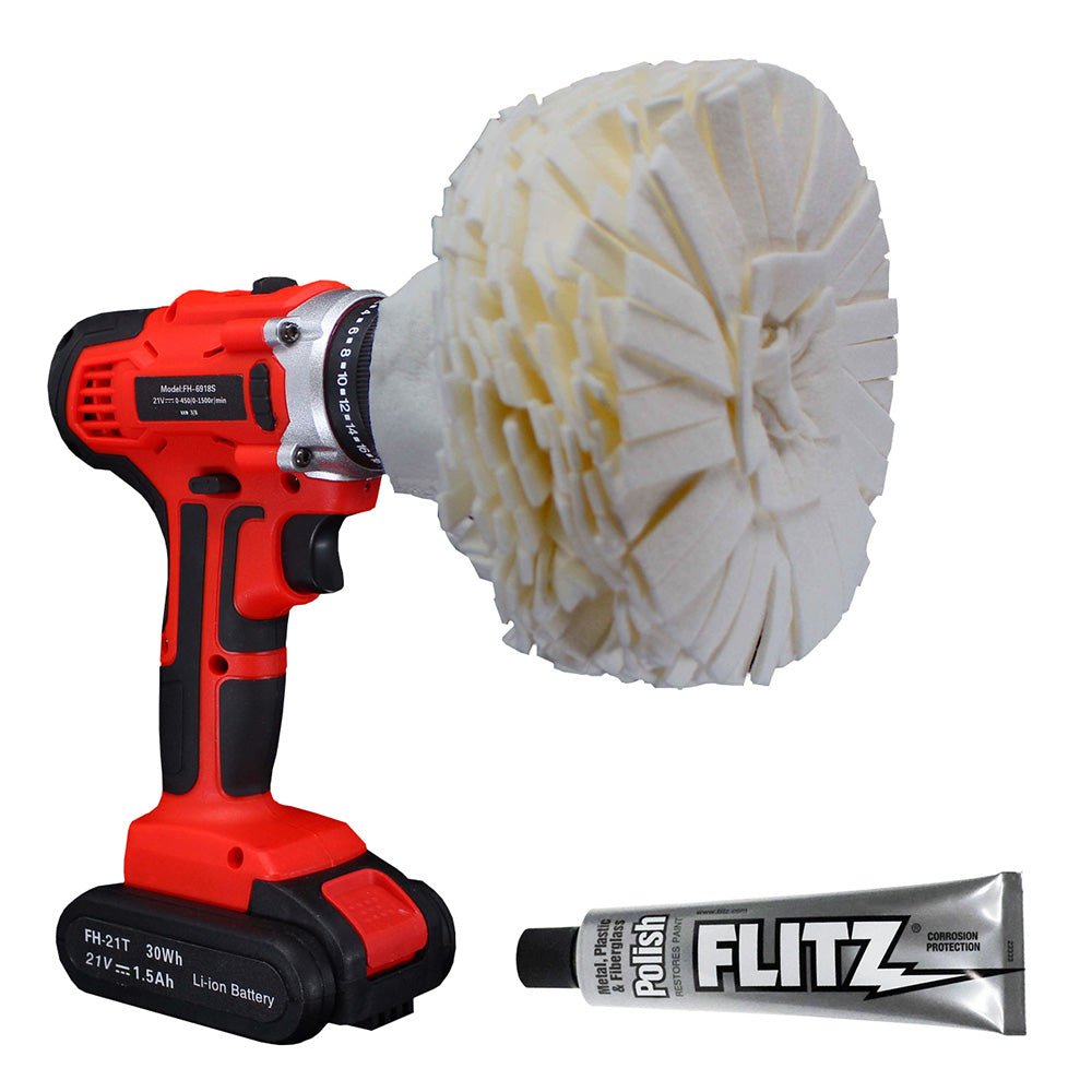 Flitz Buff Ball - Large 5" - White w/1.76oz Tube Flitz Polish - Get Tight Gear