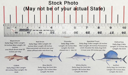 FLORIDA ATLANTIC STATE WATERS SALT WATER RULER 50 INCH FISH ID AND STATE REGULATIONS FISH RULER DECAL - Get Tight Gear