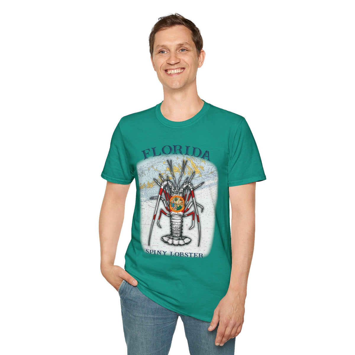 Florida Spiny Lobster Unisex Softstyle T-Shirt, Beachwear, Casual Tee, Seafood Lover Gift, Summer Outing Shirt - Get Tight Gear