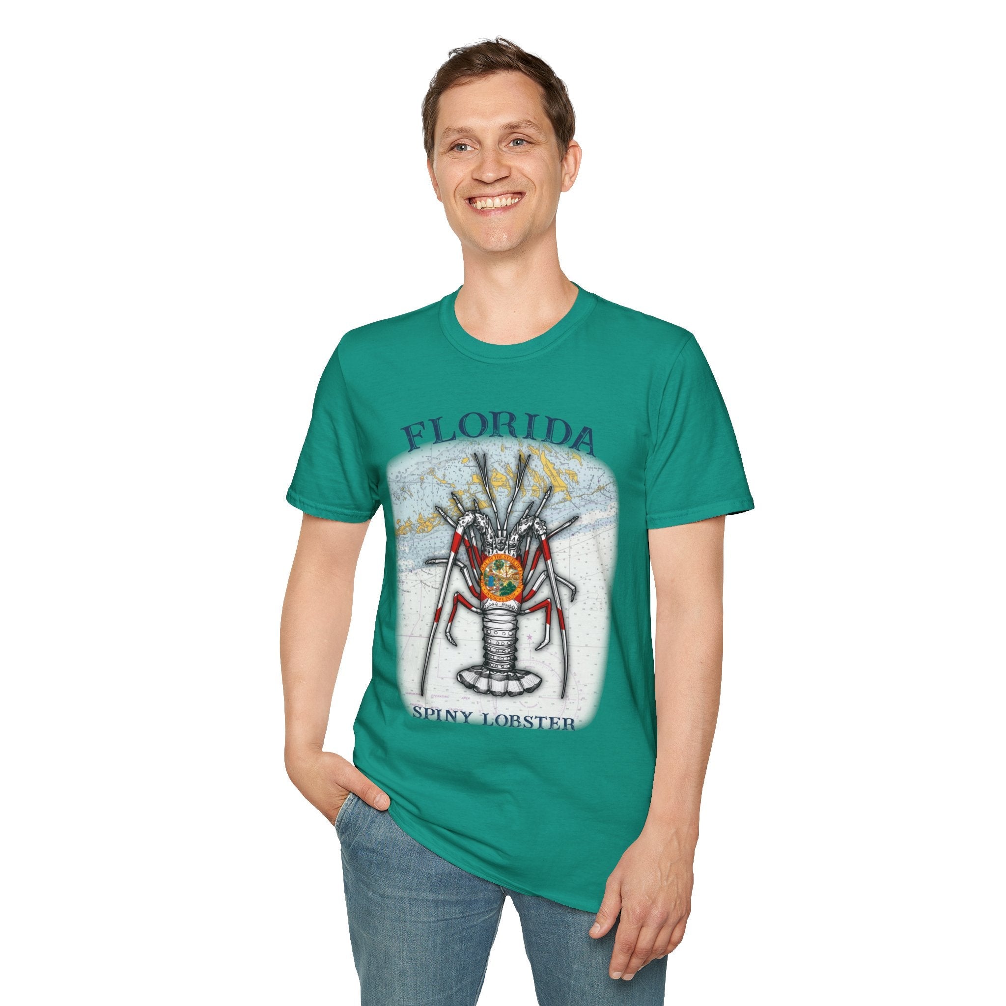 Florida Spiny Lobster Unisex Softstyle T-Shirt, Beachwear, Casual Tee, Seafood Lover Gift, Summer Outing Shirt - Get Tight Gear