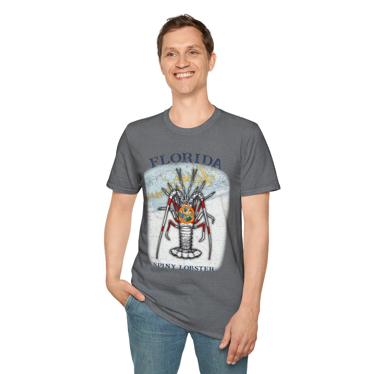 Florida Spiny Lobster Unisex Softstyle T-Shirt, Beachwear, Casual Tee, Seafood Lover Gift, Summer Outing Shirt - Get Tight Gear