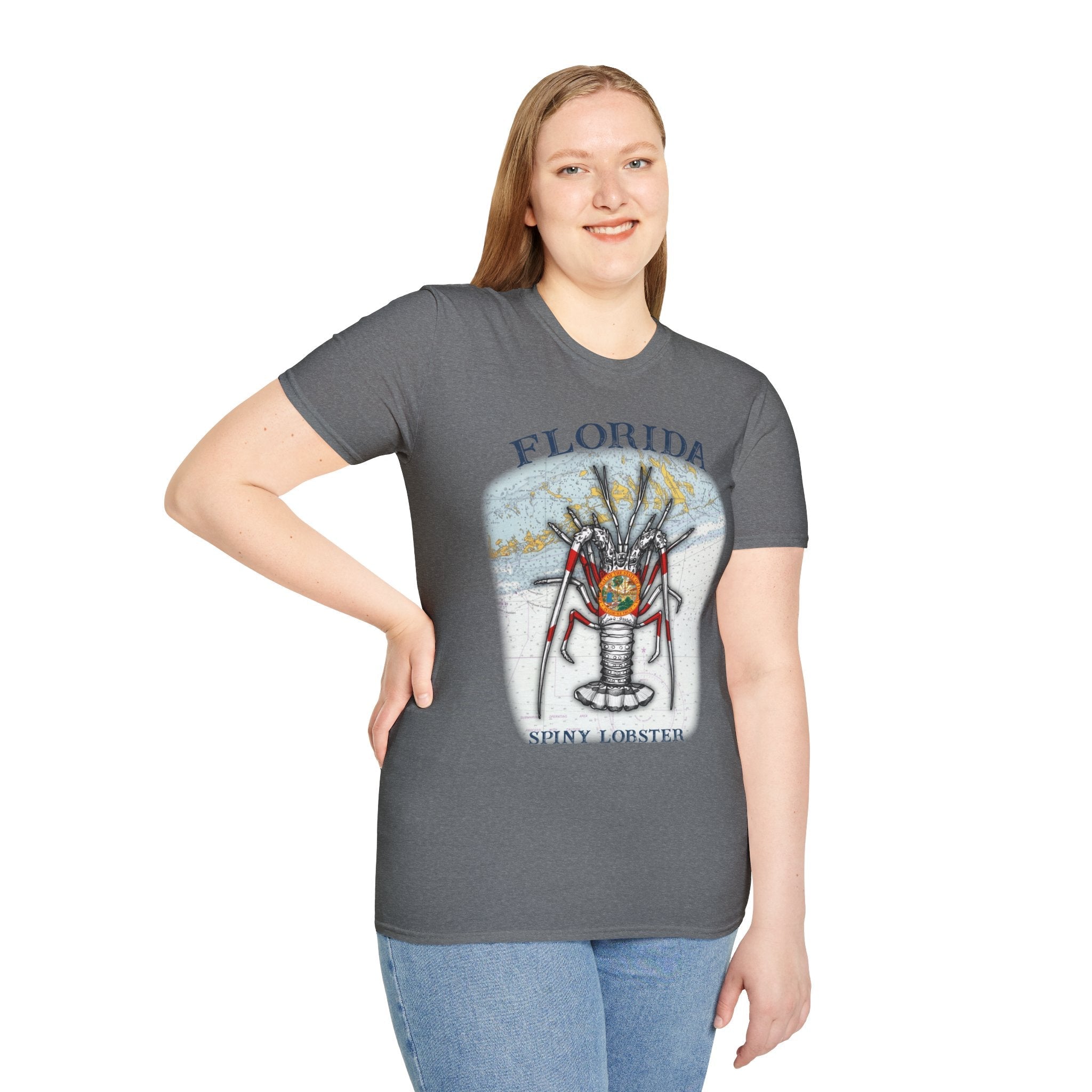 Florida Spiny Lobster Unisex Softstyle T-Shirt, Beachwear, Casual Tee, Seafood Lover Gift, Summer Outing Shirt - Get Tight Gear