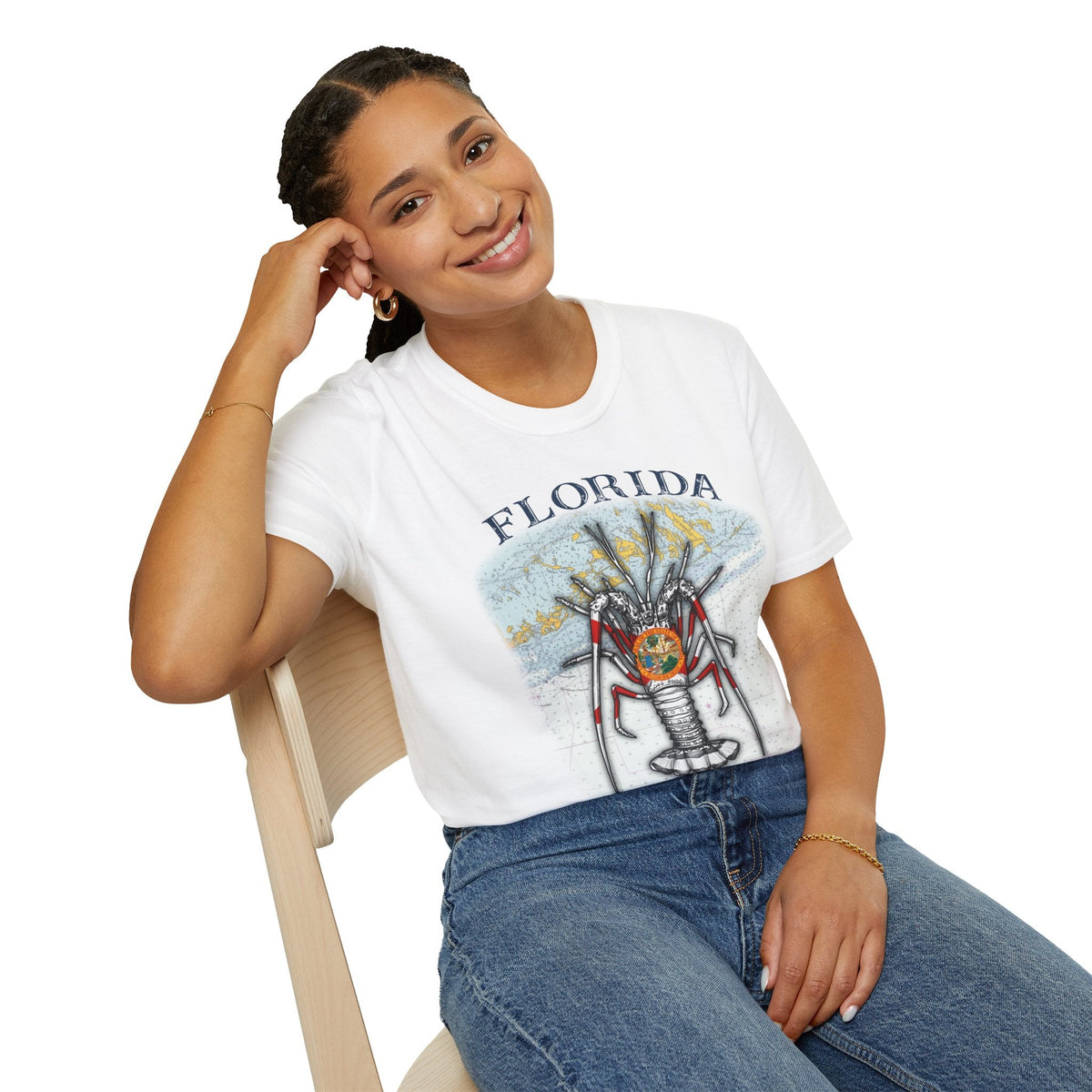 Florida Spiny Lobster Unisex Softstyle T-Shirt, Beachwear, Casual Tee, Seafood Lover Gift, Summer Outing Shirt - Get Tight Gear