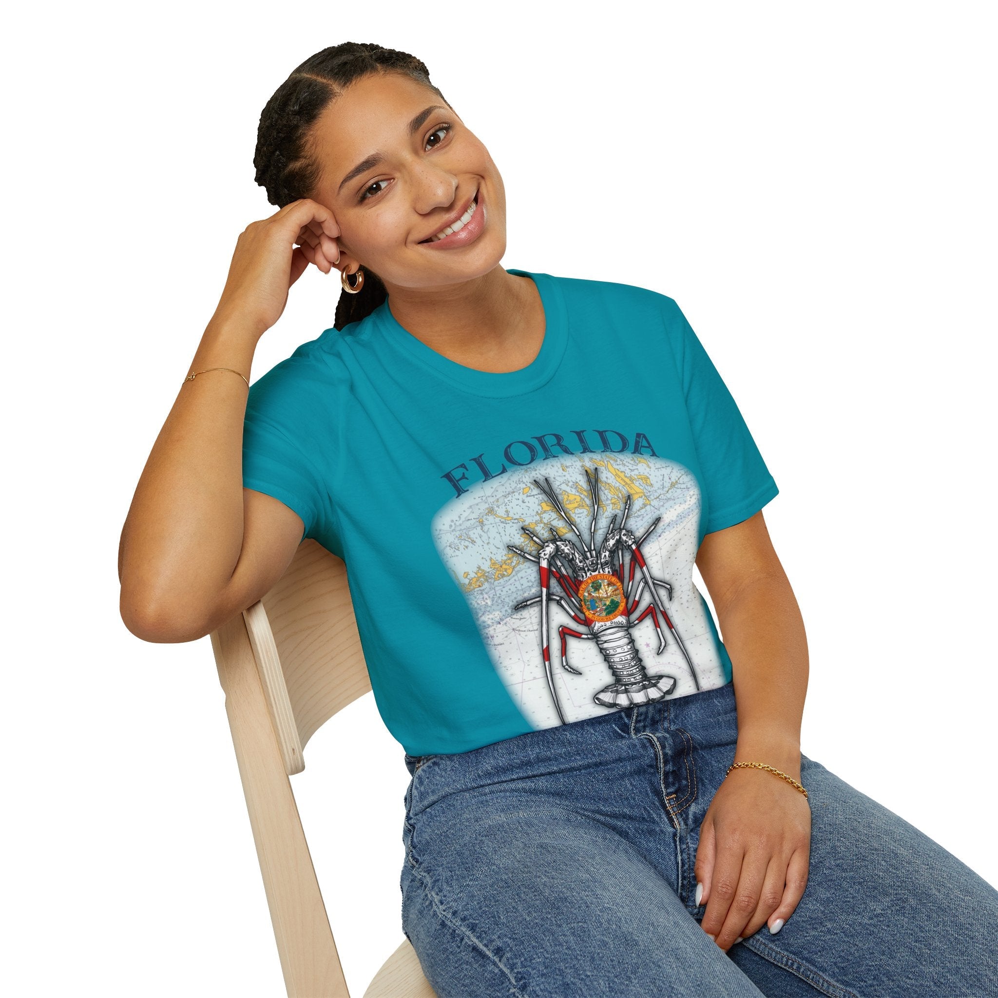 Florida Spiny Lobster Unisex Softstyle T-Shirt, Beachwear, Casual Tee, Seafood Lover Gift, Summer Outing Shirt - Get Tight Gear