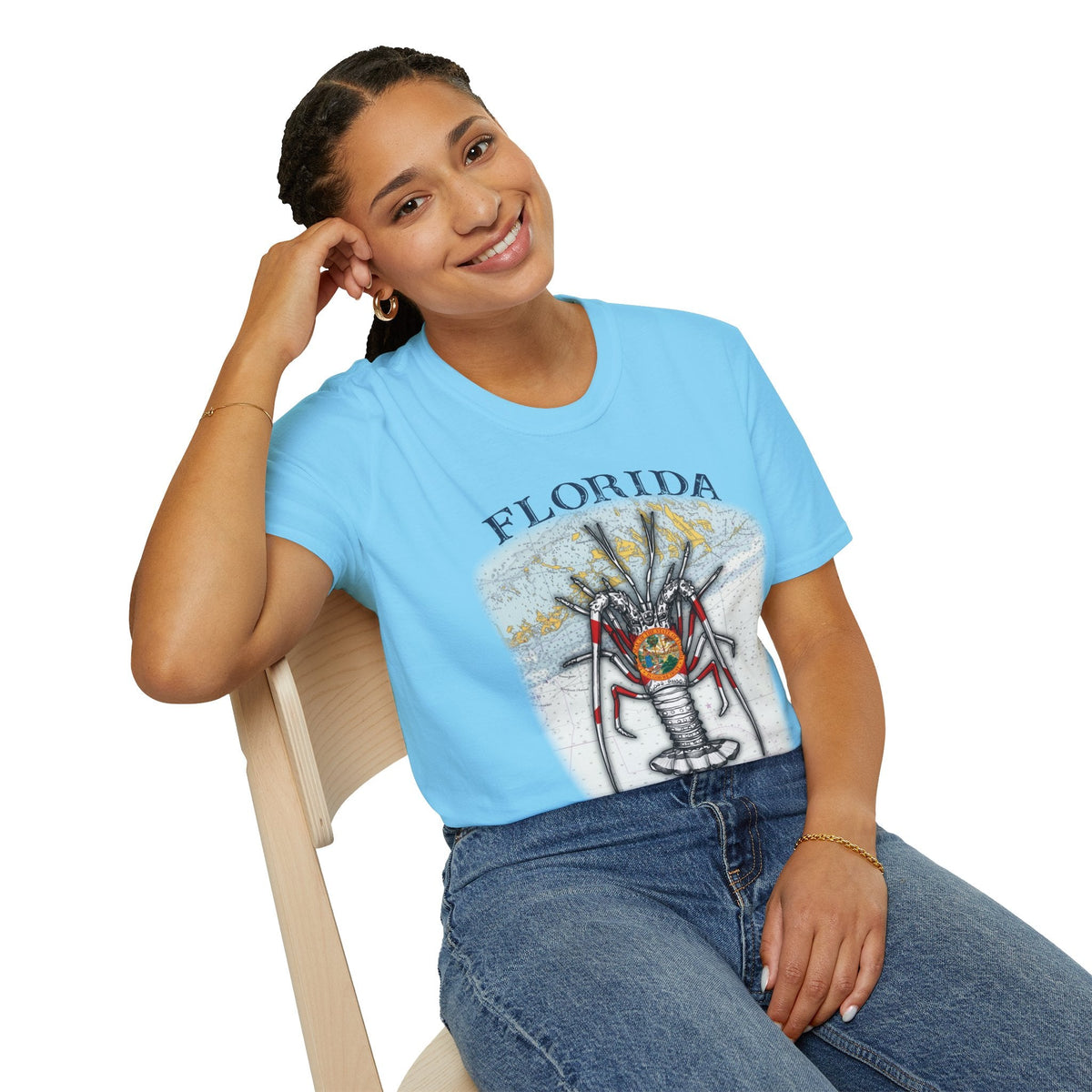 Florida Spiny Lobster Unisex Softstyle T-Shirt, Beachwear, Casual Tee, Seafood Lover Gift, Summer Outing Shirt - Get Tight Gear