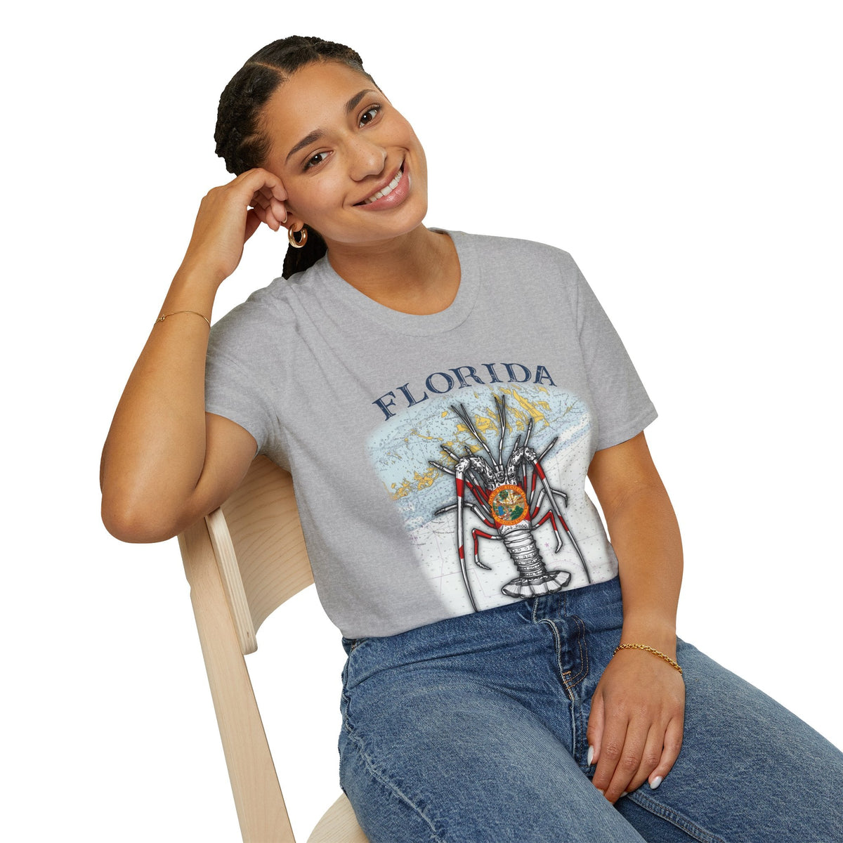 Florida Spiny Lobster Unisex Softstyle T-Shirt, Beachwear, Casual Tee, Seafood Lover Gift, Summer Outing Shirt - Get Tight Gear