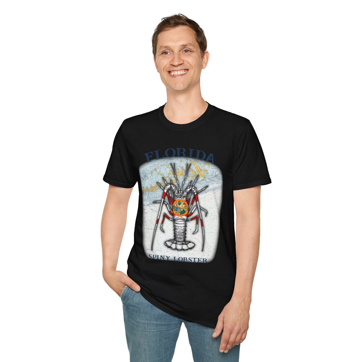 Florida Spiny Lobster Unisex Softstyle T-Shirt, Beachwear, Casual Tee, Seafood Lover Gift, Summer Outing Shirt - Get Tight Gear