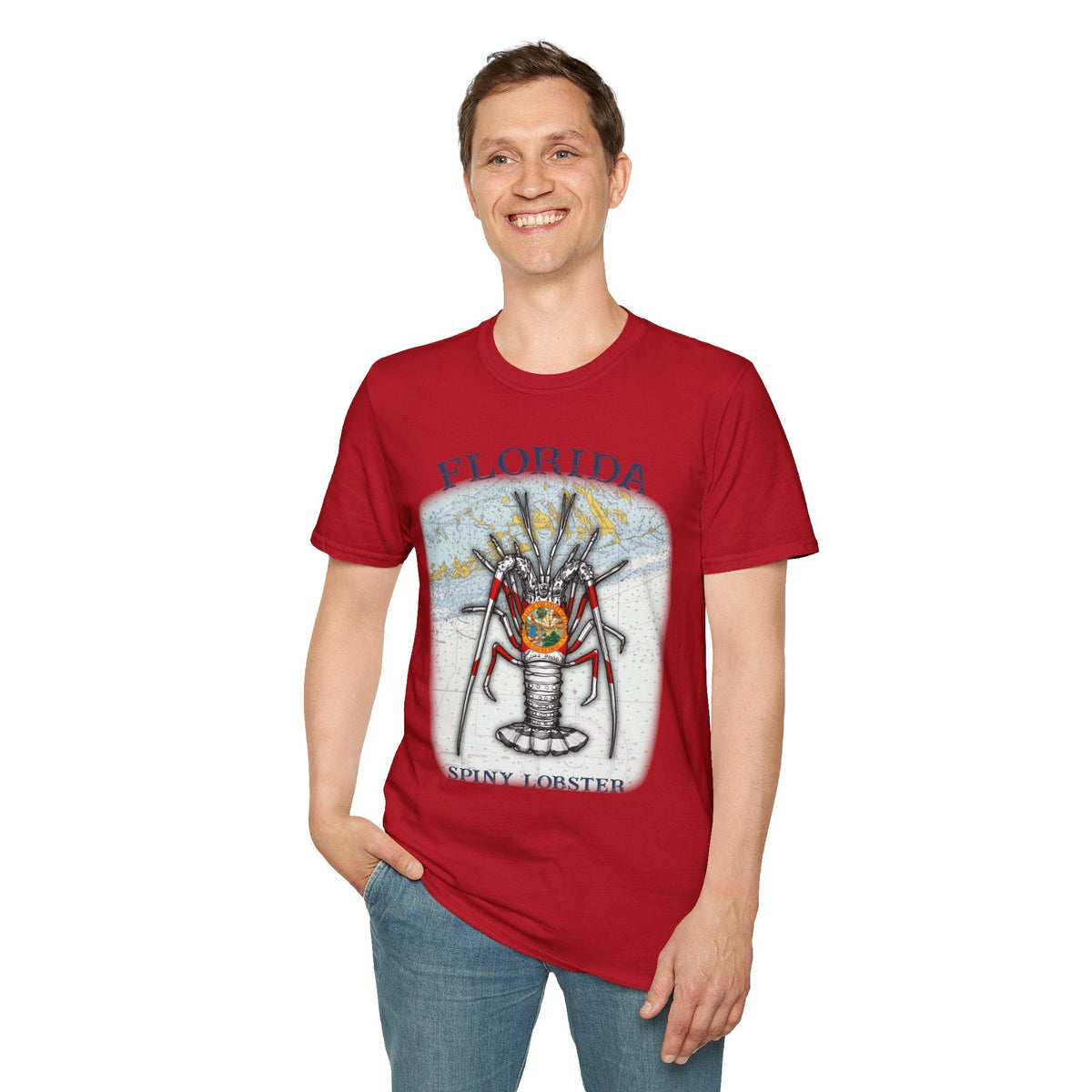 Florida Spiny Lobster Unisex Softstyle T-Shirt, Beachwear, Casual Tee, Seafood Lover Gift, Summer Outing Shirt - Get Tight Gear