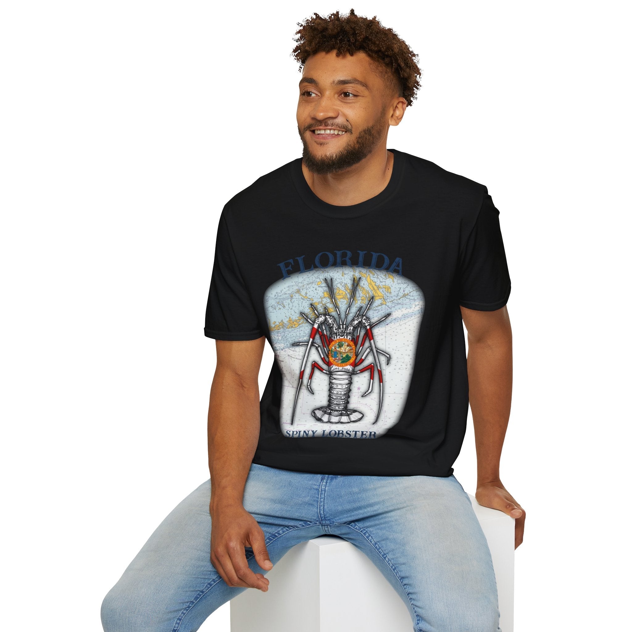 Florida Spiny Lobster Unisex Softstyle T-Shirt, Beachwear, Casual Tee, Seafood Lover Gift, Summer Outing Shirt - Get Tight Gear