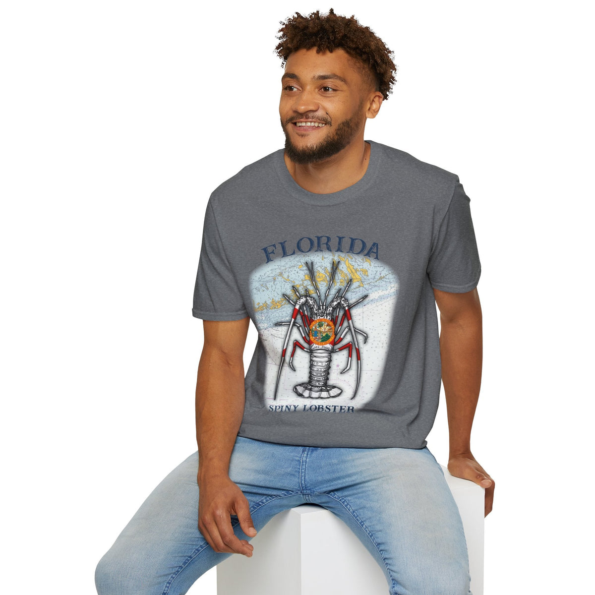 Florida Spiny Lobster Unisex Softstyle T-Shirt, Beachwear, Casual Tee, Seafood Lover Gift, Summer Outing Shirt - Get Tight Gear