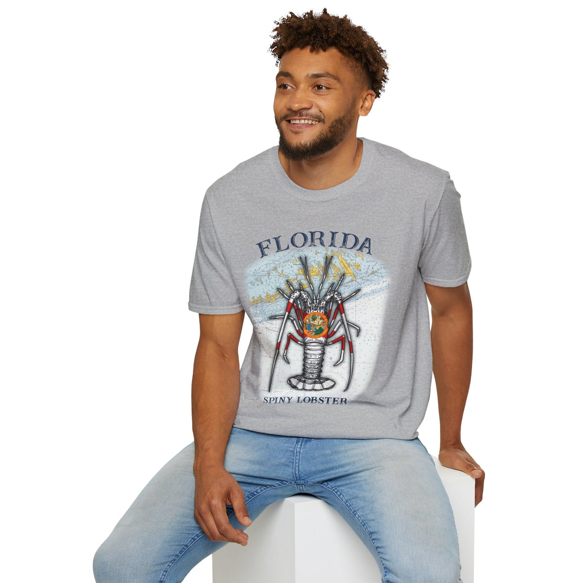 Florida Spiny Lobster Unisex Softstyle T-Shirt, Beachwear, Casual Tee, Seafood Lover Gift, Summer Outing Shirt - Get Tight Gear