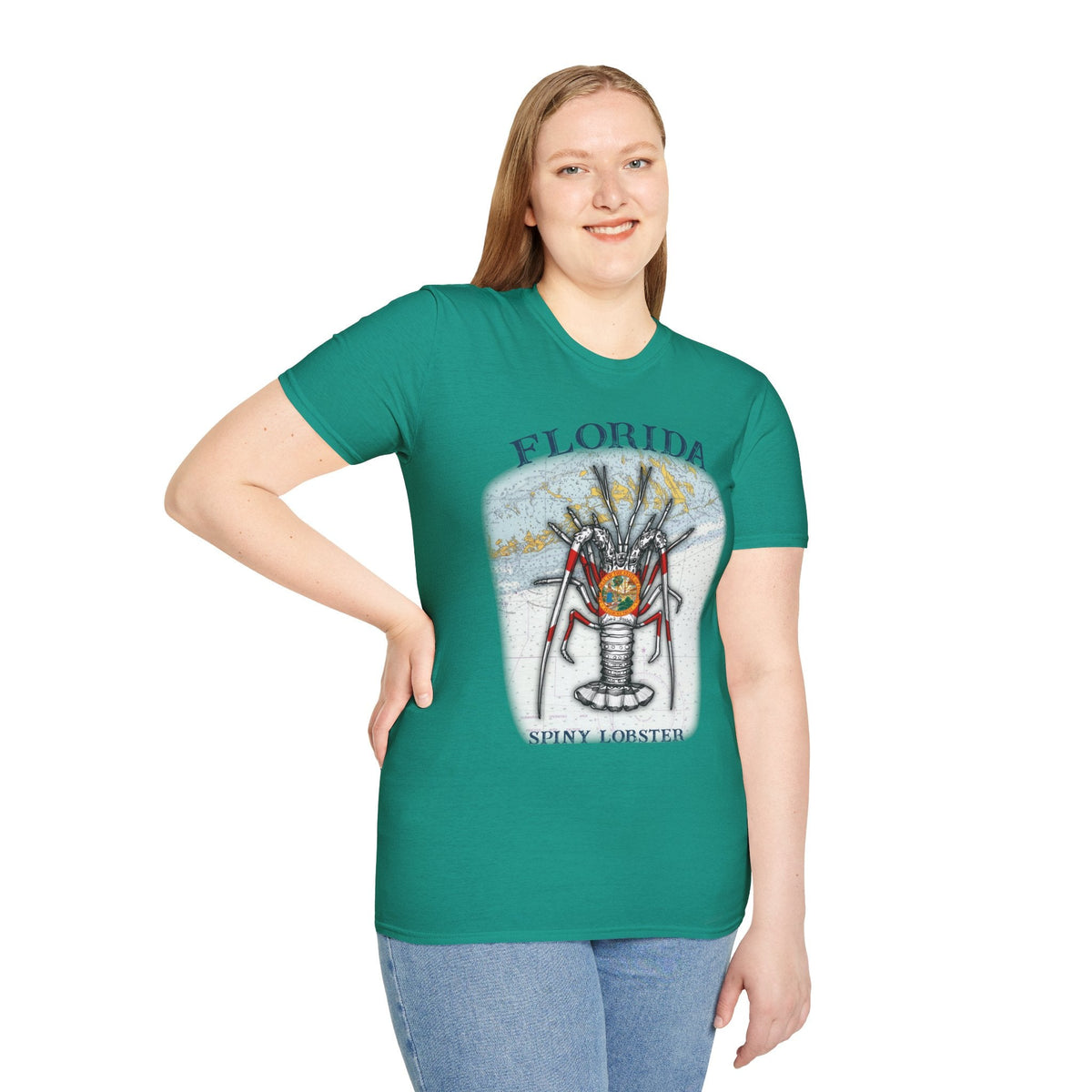 Florida Spiny Lobster Unisex Softstyle T-Shirt, Beachwear, Casual Tee, Seafood Lover Gift, Summer Outing Shirt - Get Tight Gear