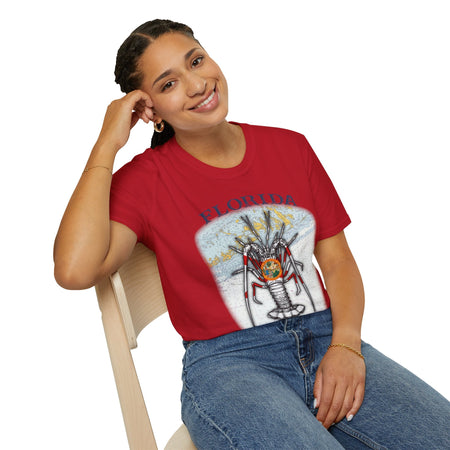 Florida Spiny Lobster Unisex Softstyle T-Shirt, Beachwear, Casual Tee, Seafood Lover Gift, Summer Outing Shirt - Get Tight Gear