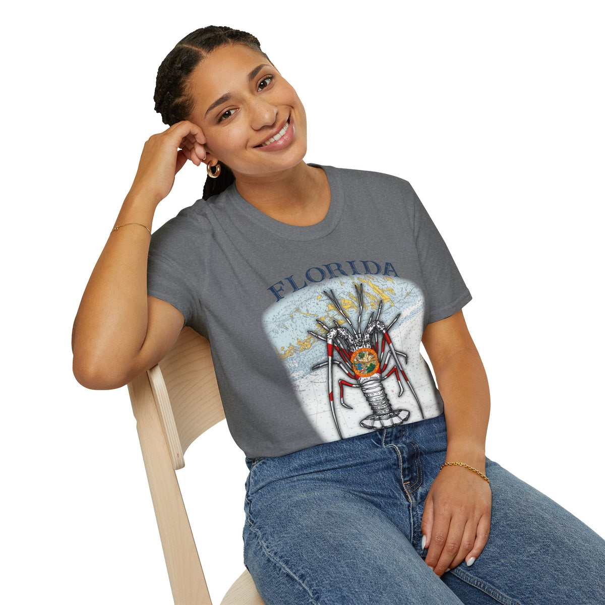Florida Spiny Lobster Unisex Softstyle T-Shirt, Beachwear, Casual Tee, Seafood Lover Gift, Summer Outing Shirt - Get Tight Gear