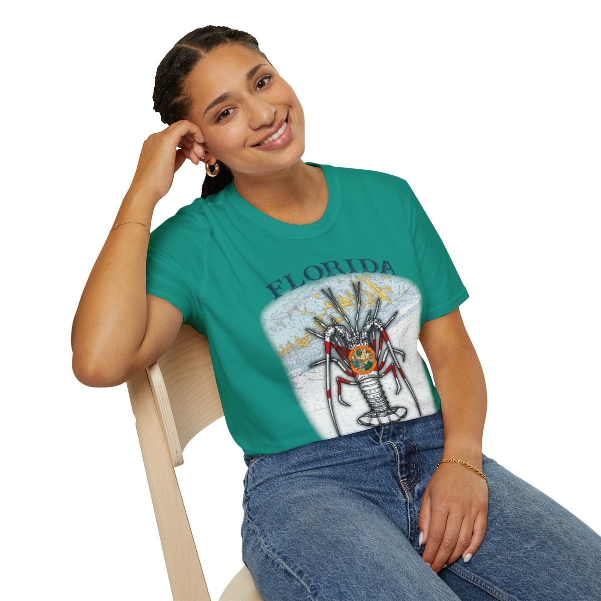 Florida Spiny Lobster Unisex Softstyle T-Shirt, Beachwear, Casual Tee, Seafood Lover Gift, Summer Outing Shirt - Get Tight Gear
