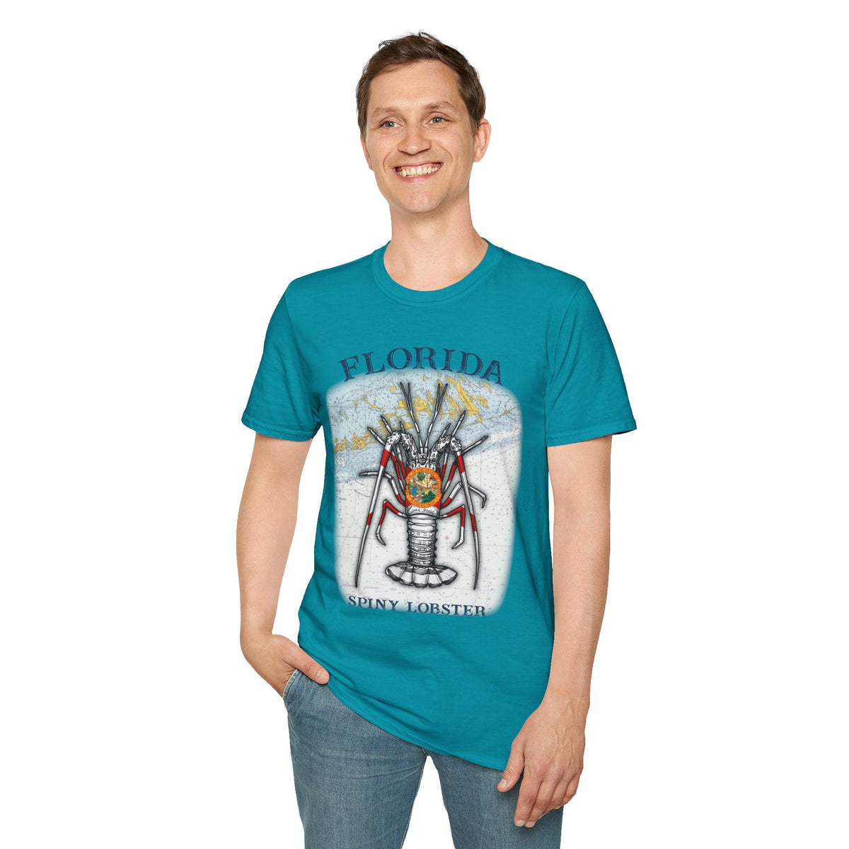Florida Spiny Lobster Unisex Softstyle T-Shirt, Beachwear, Casual Tee, Seafood Lover Gift, Summer Outing Shirt - Get Tight Gear