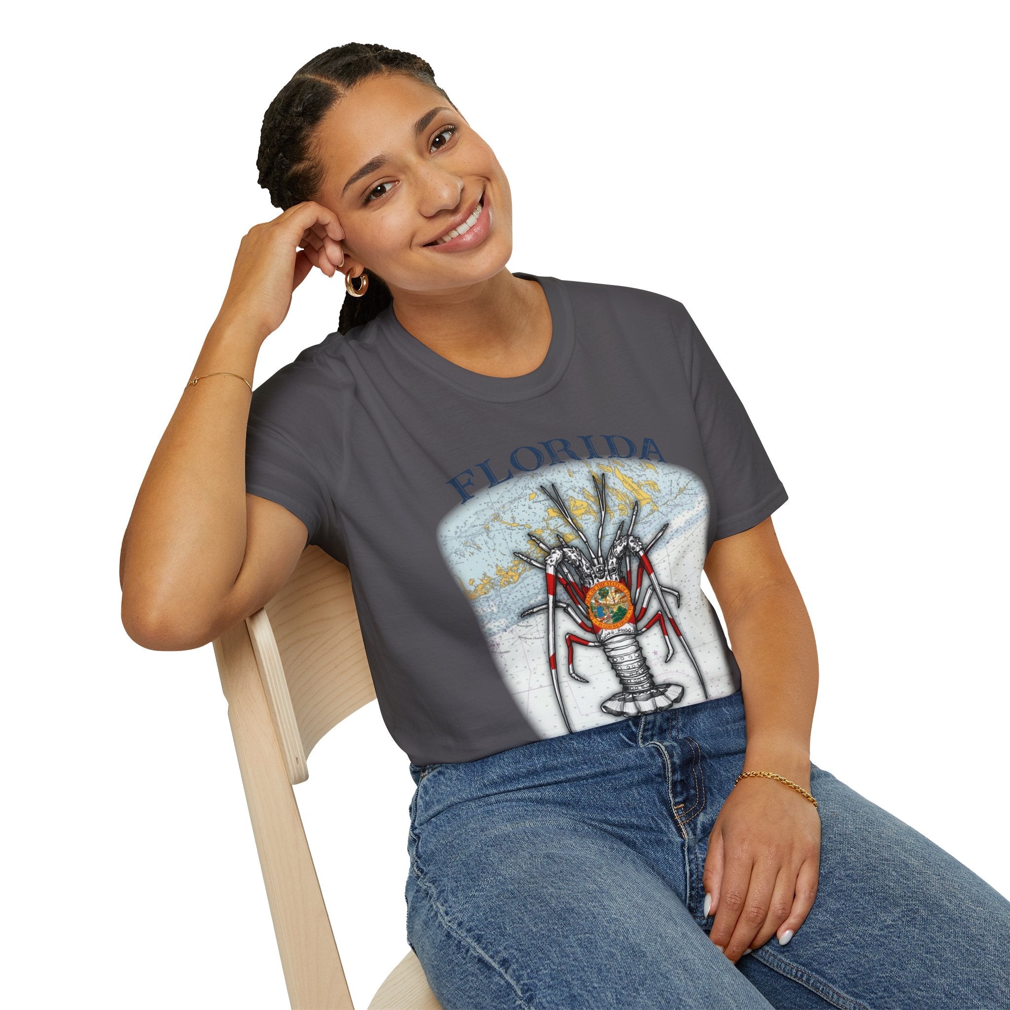 Florida Spiny Lobster Unisex Softstyle T-Shirt, Beachwear, Casual Tee, Seafood Lover Gift, Summer Outing Shirt - Get Tight Gear