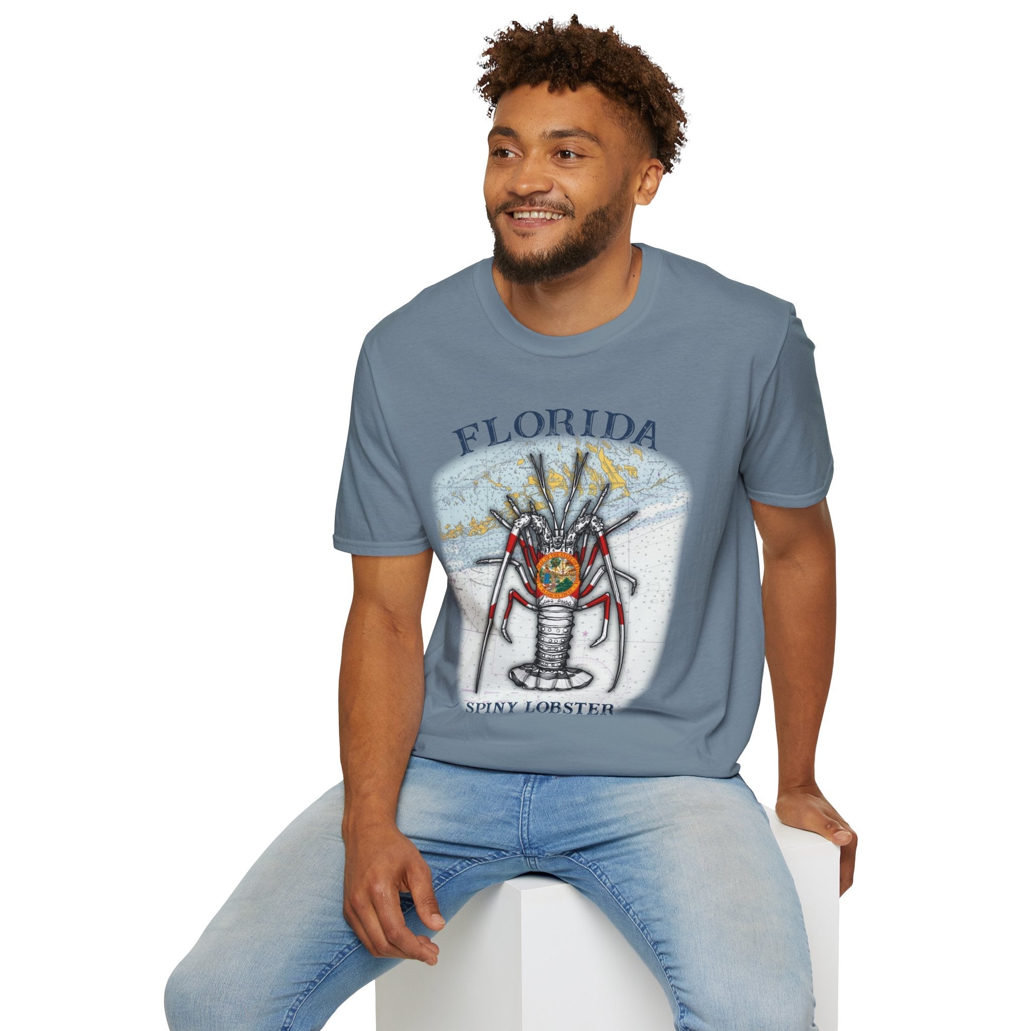 Florida Spiny Lobster Unisex Softstyle T-Shirt, Beachwear, Casual Tee, Seafood Lover Gift, Summer Outing Shirt - Get Tight Gear