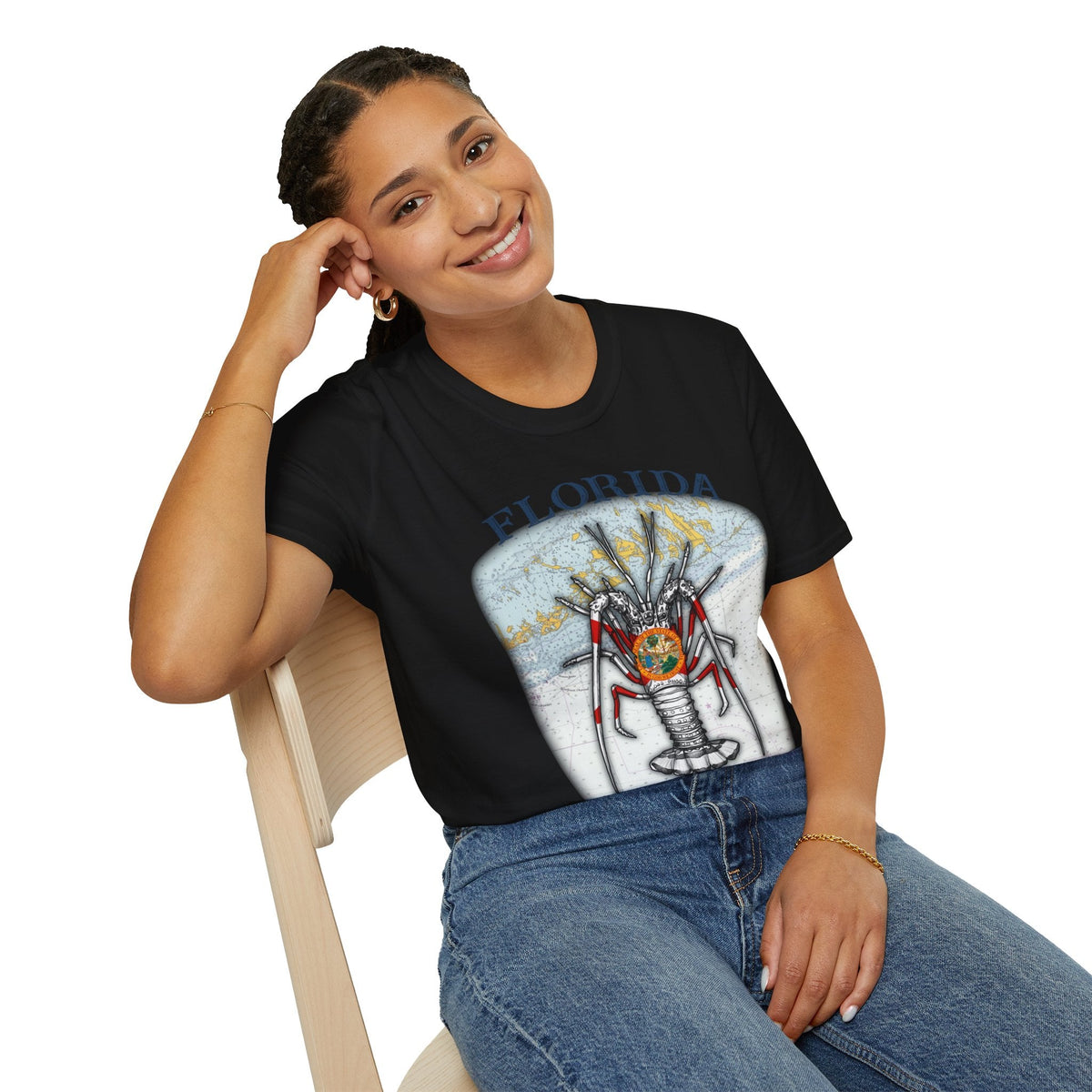 Florida Spiny Lobster Unisex Softstyle T-Shirt, Beachwear, Casual Tee, Seafood Lover Gift, Summer Outing Shirt - Get Tight Gear