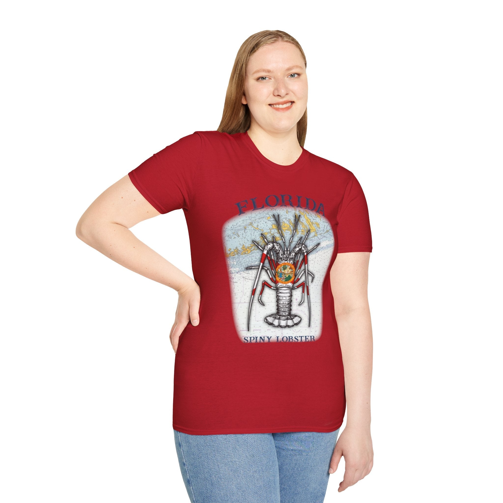 Florida Spiny Lobster Unisex Softstyle T-Shirt, Beachwear, Casual Tee, Seafood Lover Gift, Summer Outing Shirt - Get Tight Gear