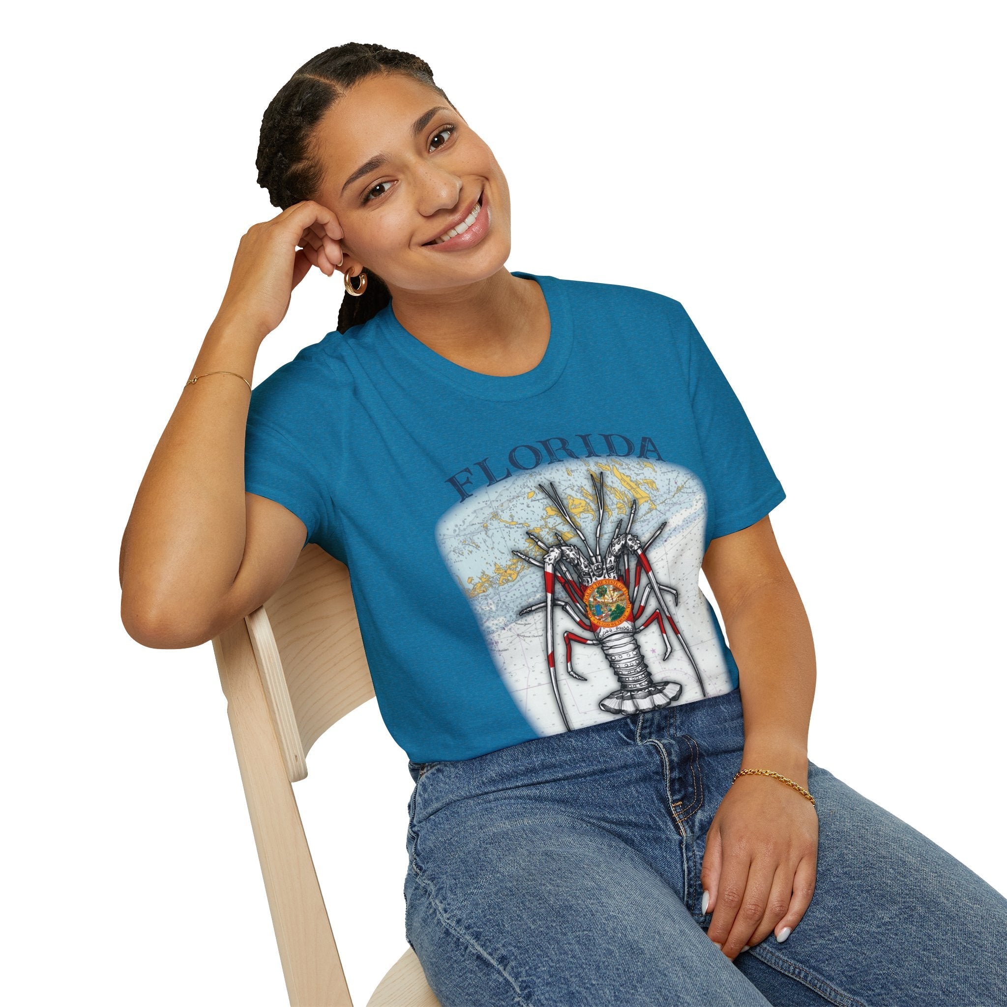 Florida Spiny Lobster Unisex Softstyle T-Shirt, Beachwear, Casual Tee, Seafood Lover Gift, Summer Outing Shirt - Get Tight Gear