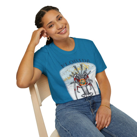 Florida Spiny Lobster Unisex Softstyle T-Shirt, Beachwear, Casual Tee, Seafood Lover Gift, Summer Outing Shirt - Get Tight Gear