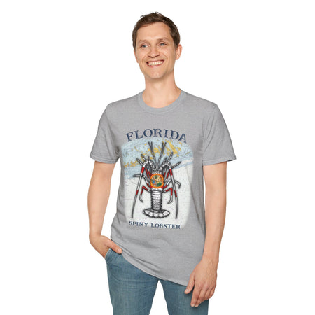 Florida Spiny Lobster Unisex Softstyle T-Shirt, Beachwear, Casual Tee, Seafood Lover Gift, Summer Outing Shirt - Get Tight Gear