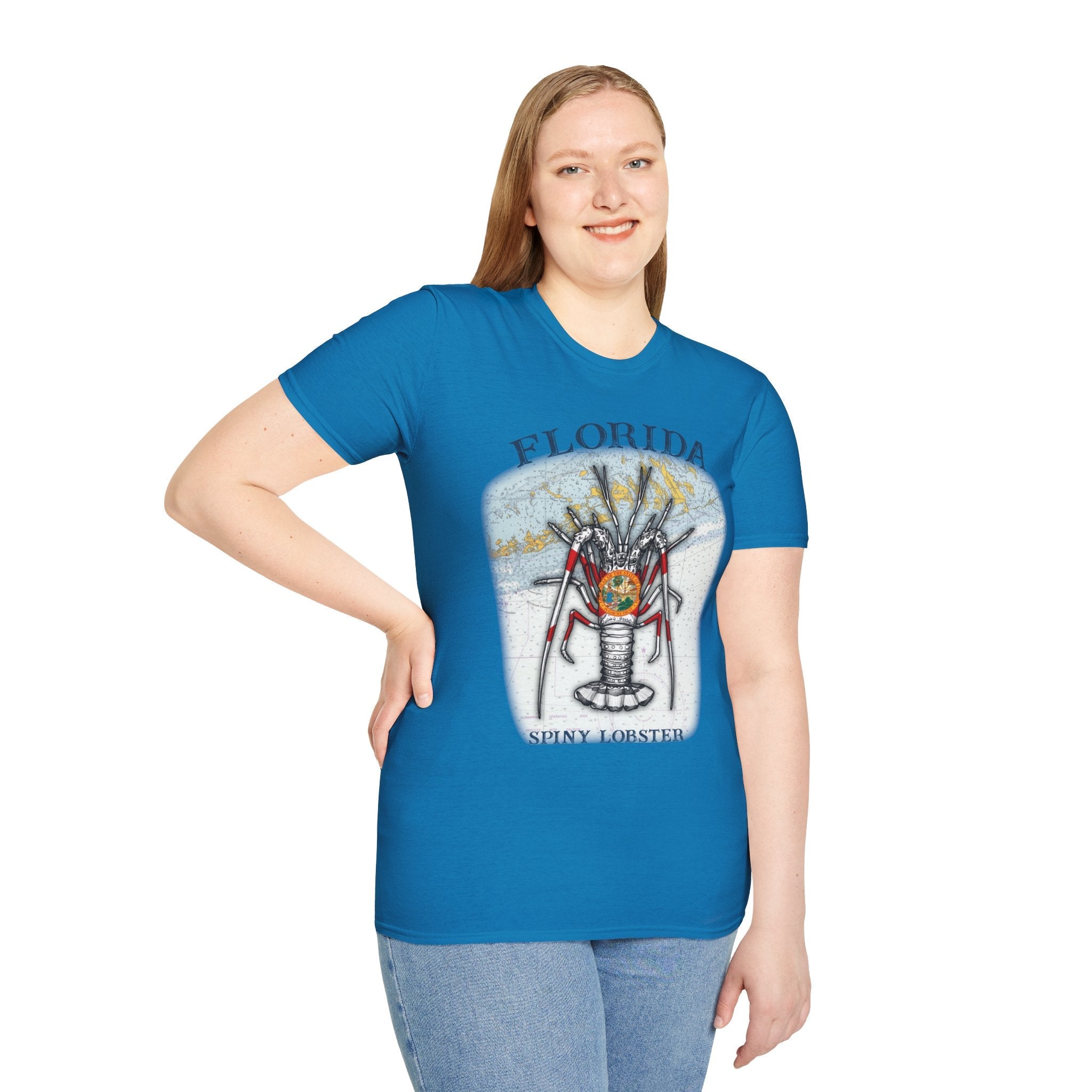 Florida Spiny Lobster Unisex Softstyle T-Shirt, Beachwear, Casual Tee, Seafood Lover Gift, Summer Outing Shirt - Get Tight Gear