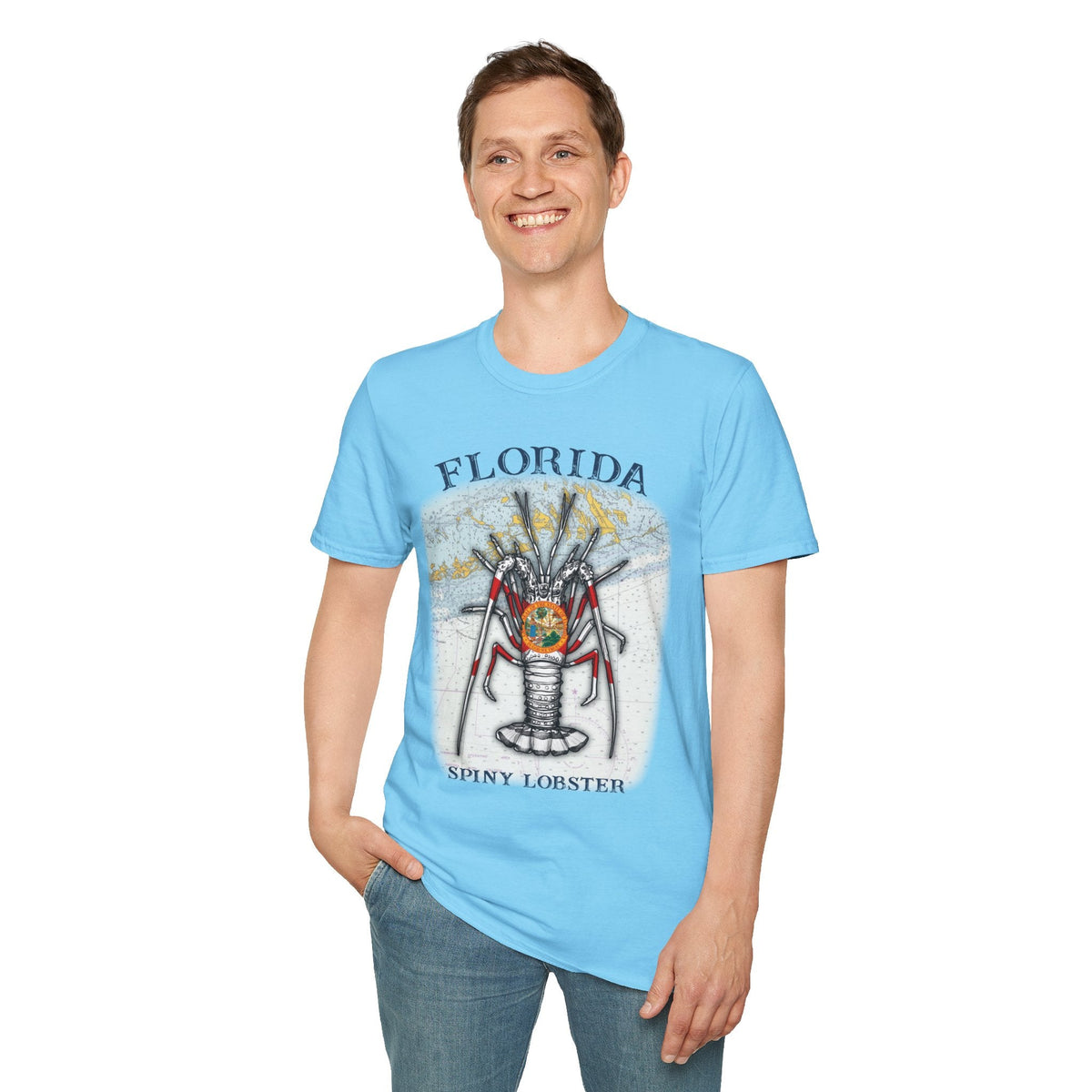 Florida Spiny Lobster Unisex Softstyle T-Shirt, Beachwear, Casual Tee, Seafood Lover Gift, Summer Outing Shirt - Get Tight Gear