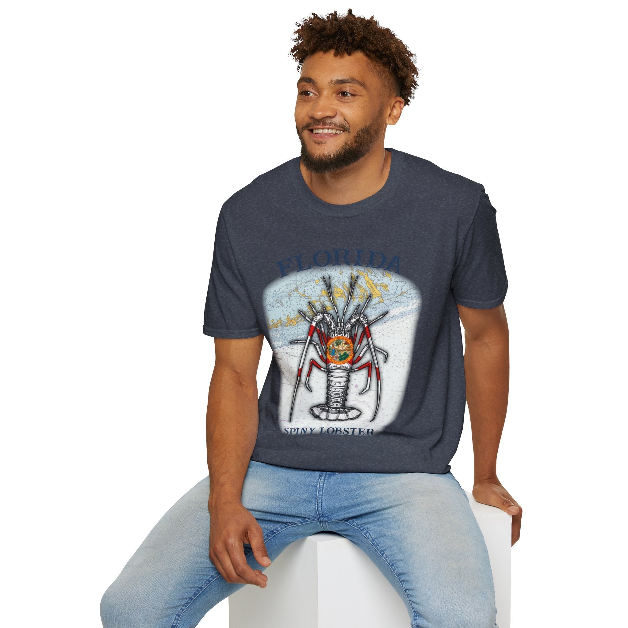 Florida Spiny Lobster Unisex Softstyle T-Shirt, Beachwear, Casual Tee, Seafood Lover Gift, Summer Outing Shirt - Get Tight Gear