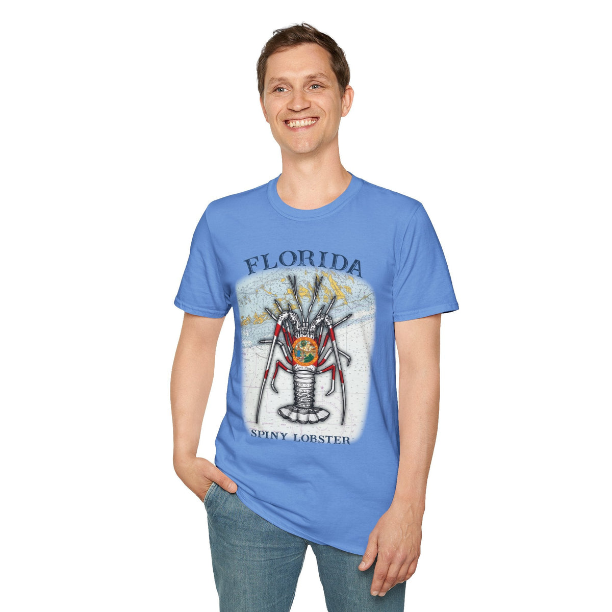 Florida Spiny Lobster Unisex Softstyle T-Shirt, Beachwear, Casual Tee, Seafood Lover Gift, Summer Outing Shirt - Get Tight Gear